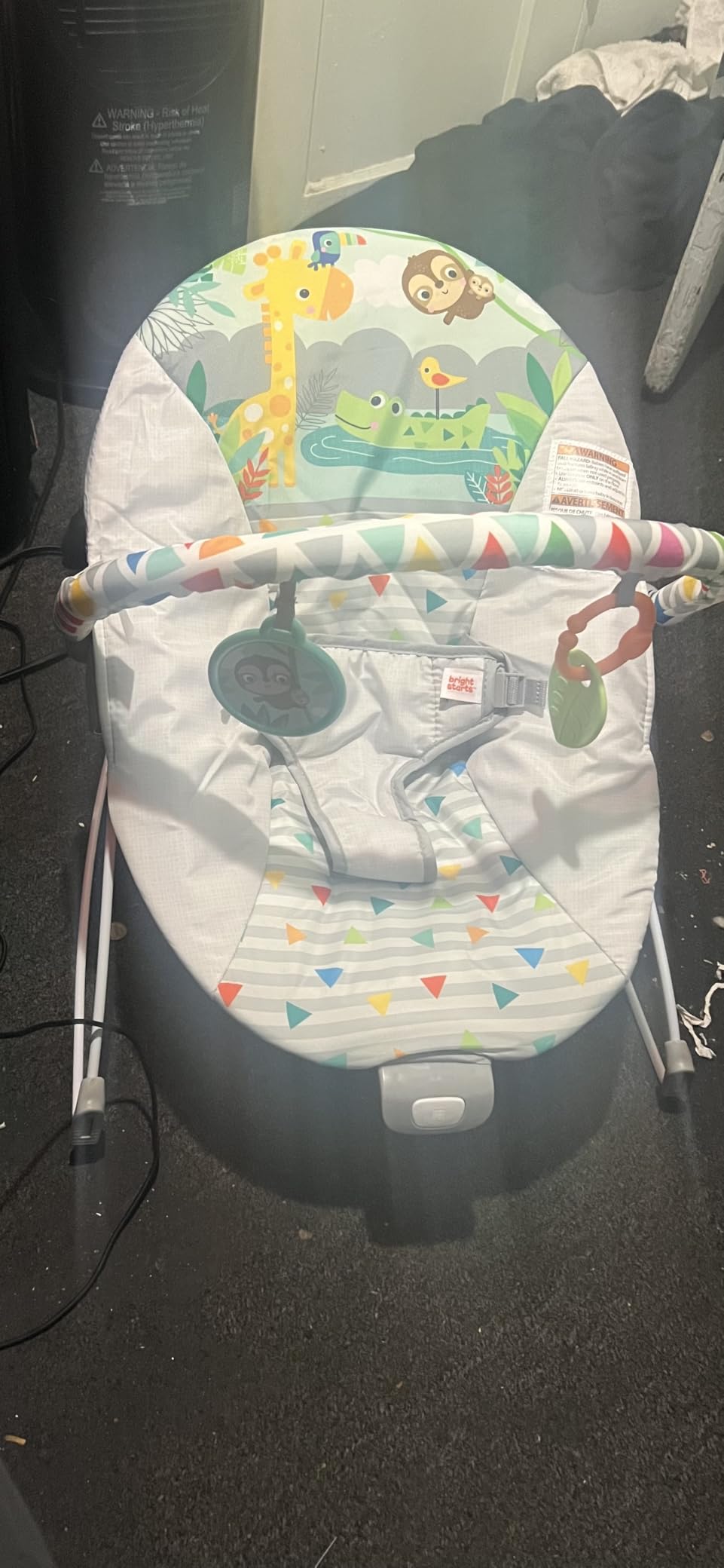 Bright Starts Baby Bouncer Soothing Vibrations Infant Seat - Removable Toy Bar, Nonslip Feet, 0-6 Months Up to 20 lbs (Safari Fun) customer photo 2