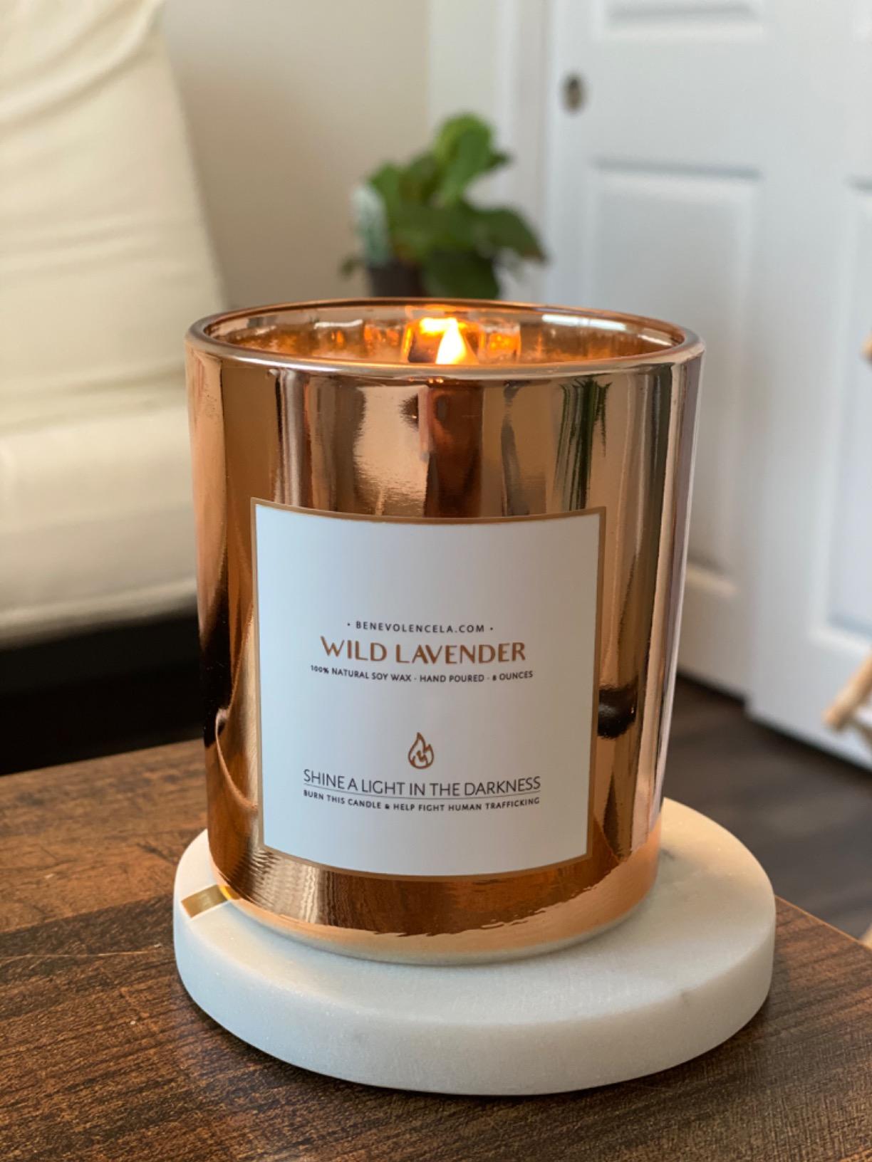 Benevolence LA Premium Wild Lavender Scented Candle - Long-Lasting, 45-Hour Burn - Luxury Natural Soy Wood Wick Candle for Home - Aromatherapy & Room Decor - 8oz customer photo 2