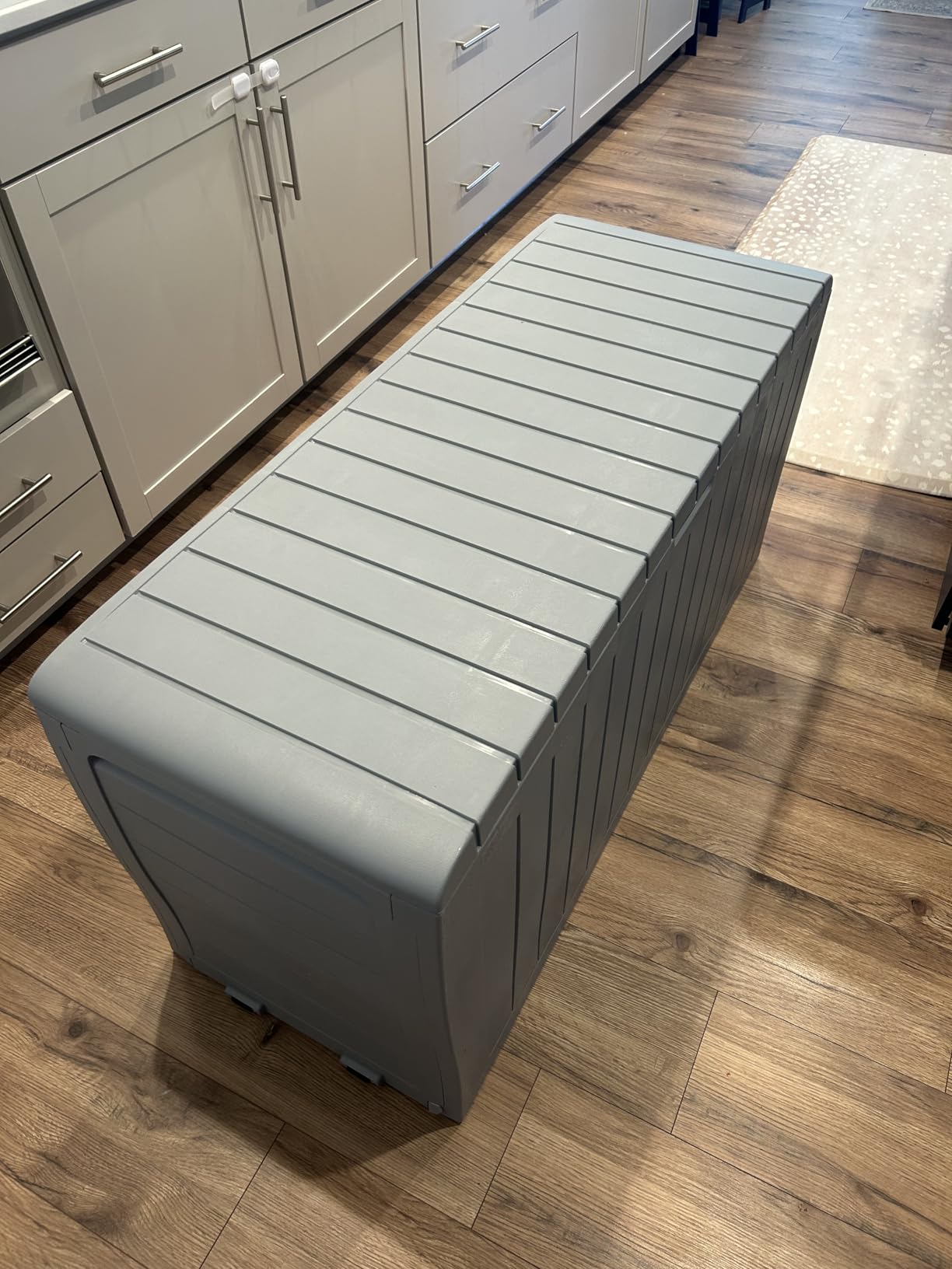 Keter Marvel Plus 71 Gallon Resin Deck Box-Organization and Storage for Patio Storage Box Outdoor Cushions, Throw Pillows, Garden Tools and Pool Accessories, Dark Grey | Grey, Resin, Compact, Weatherproof, Lockable, Durable, Easy Assembly, Organization, Patio Cushions Storage customer photo 1