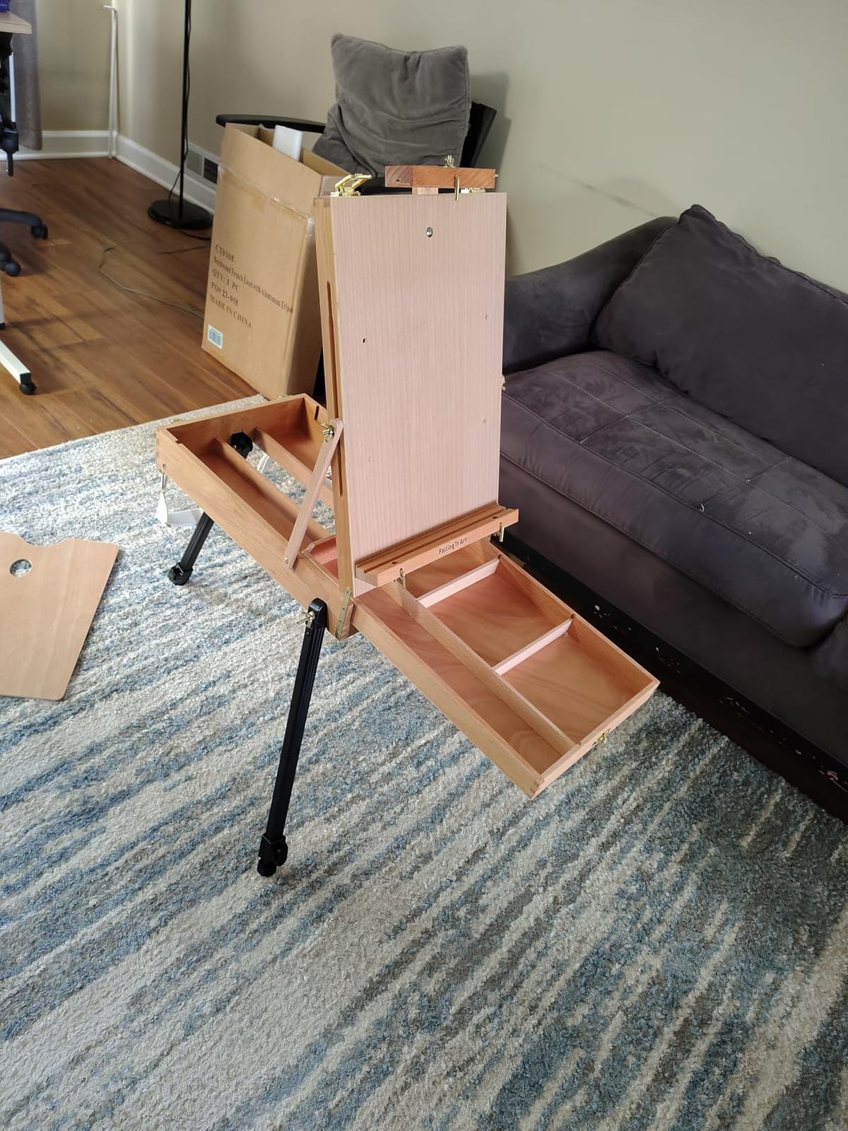 Light Weight French Style Field and Sketchebox Easel with Aluminum Tripod, Adjustable Beechwood Tripod Standing Easel with Drawer, Palette customer photo 1