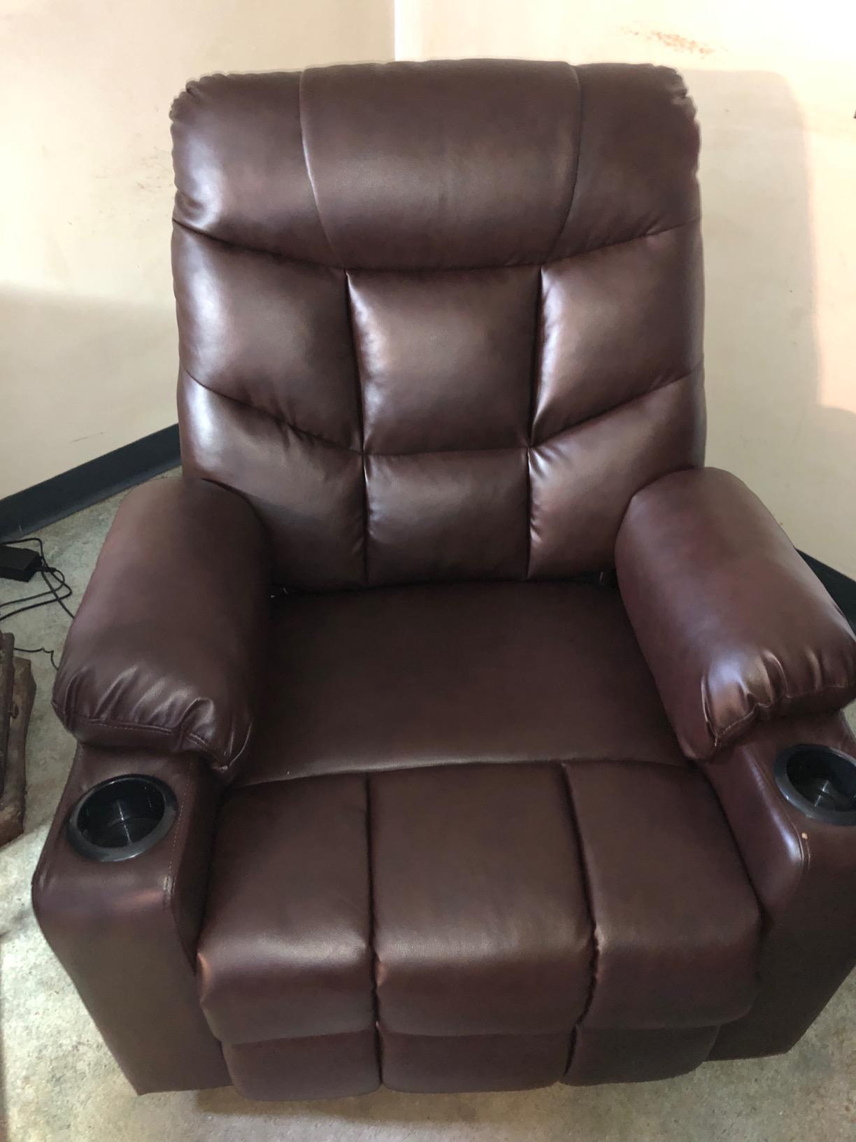 MCombo Power Lift Recliner Chair for Elderly, Leather 7288 (Dark Brown, Medium) | Stand Assist, 140° Recline, 4.7