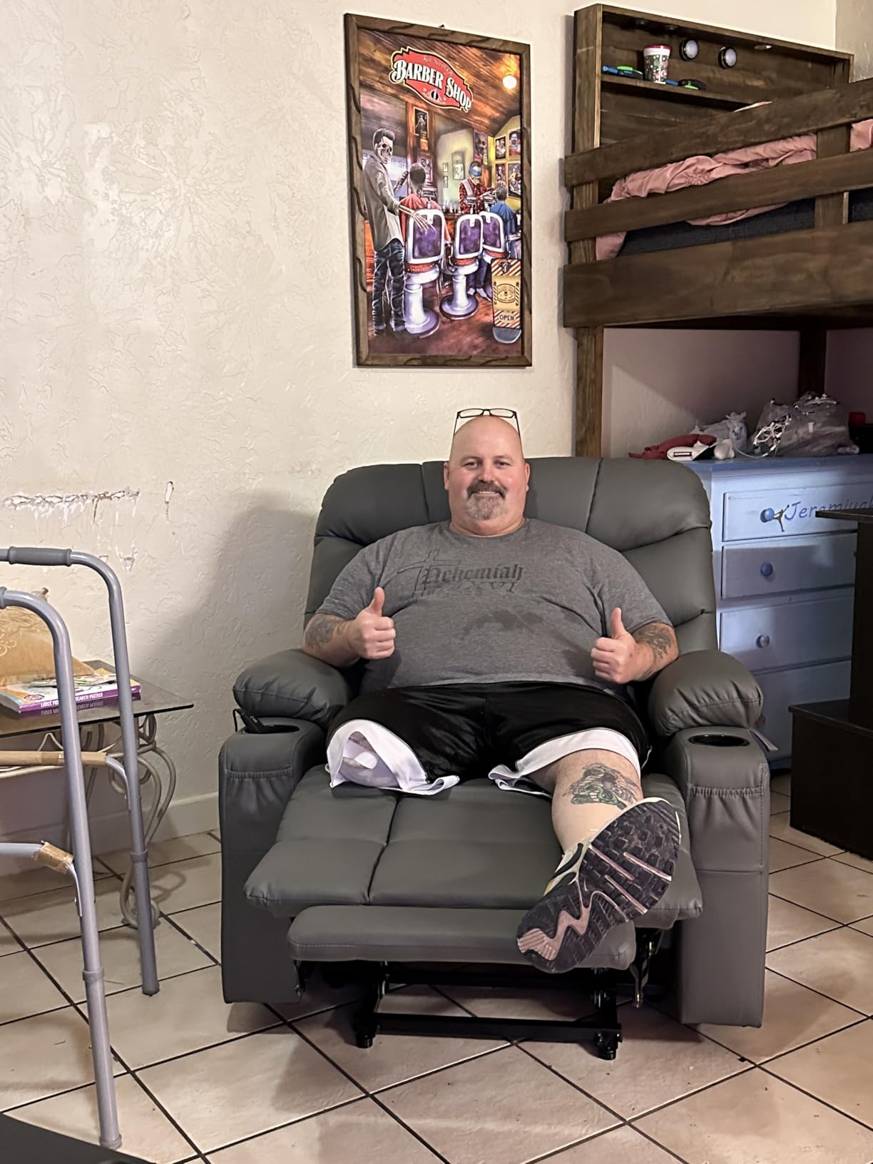 MCombo Power Lift Recliner Chair for Elderly, Leather 7288 (Dark Brown, Medium) | Stand Assist, 140° Recline, 4.7