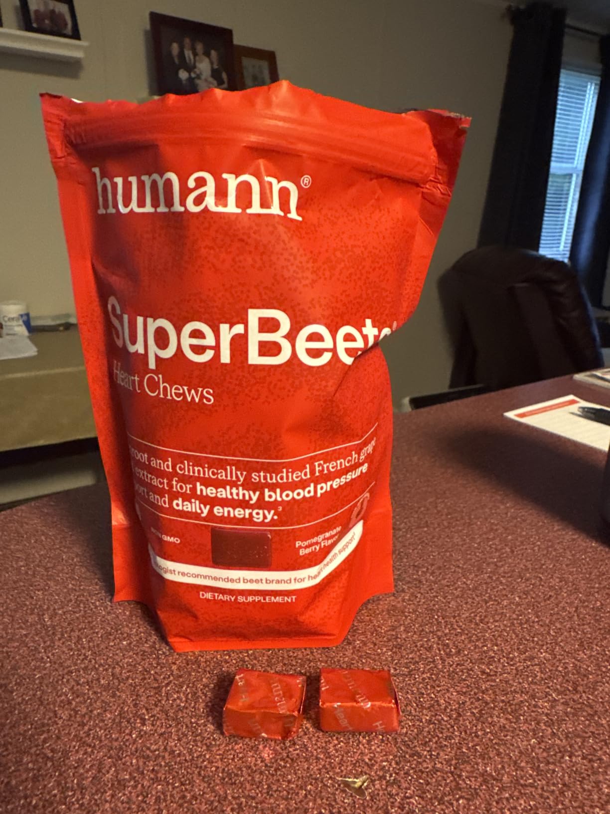 HumanN SuperBeets Heart Chews, Pomegranate Berry Flavor, 60 Ct | Blood Pressure Support, Nitric Oxide, Heart Health & Energy, Beet Root Powder & Grape Seed Extract, Once Daily, Made in USA customer photo 2