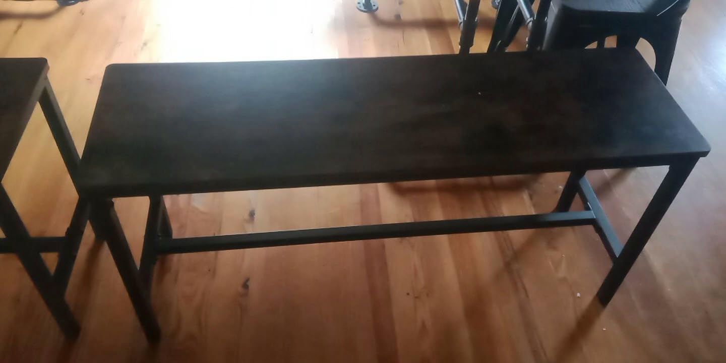 VASAGLE Dining Bench Set of 2, 42.5'' Kitchen Bench | Industrial Style, Steel Metal Frame, for Kitchen, Dining Room, Living Room, Entryway, Rustic Brown and Black, UKTB33X customer photo 2