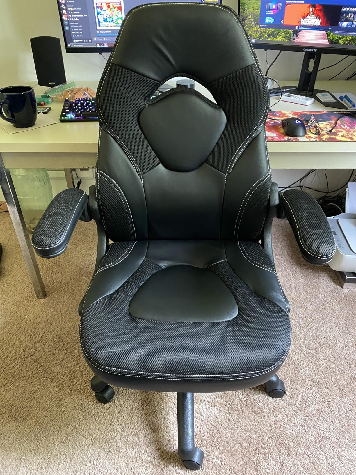Flash Furniture X10 Gaming Chair Racing Office Ergonomic Computer PC Adjustable Swivel Chair with Flip-up Arms, Red/Black LeatherSoft customer photo 2