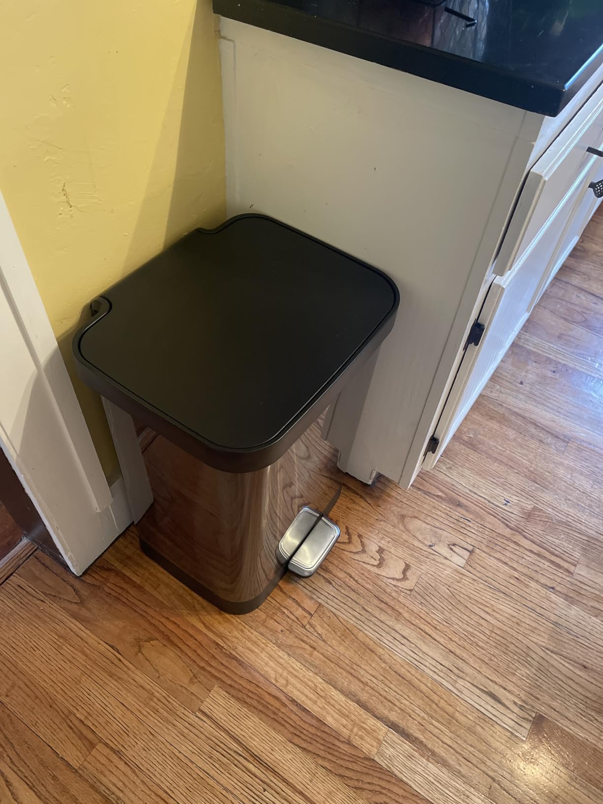 Glad Stainless Steel Trash Can with Clorox Odor Protection, 20 Gal, Pewter | Odor Protection | Large Metal Kitchen Garbage Bin w/ Soft Close Lid, Garbage Bag Rings, Step On Foot Pedal and Waste Bag Roll customer photo 1