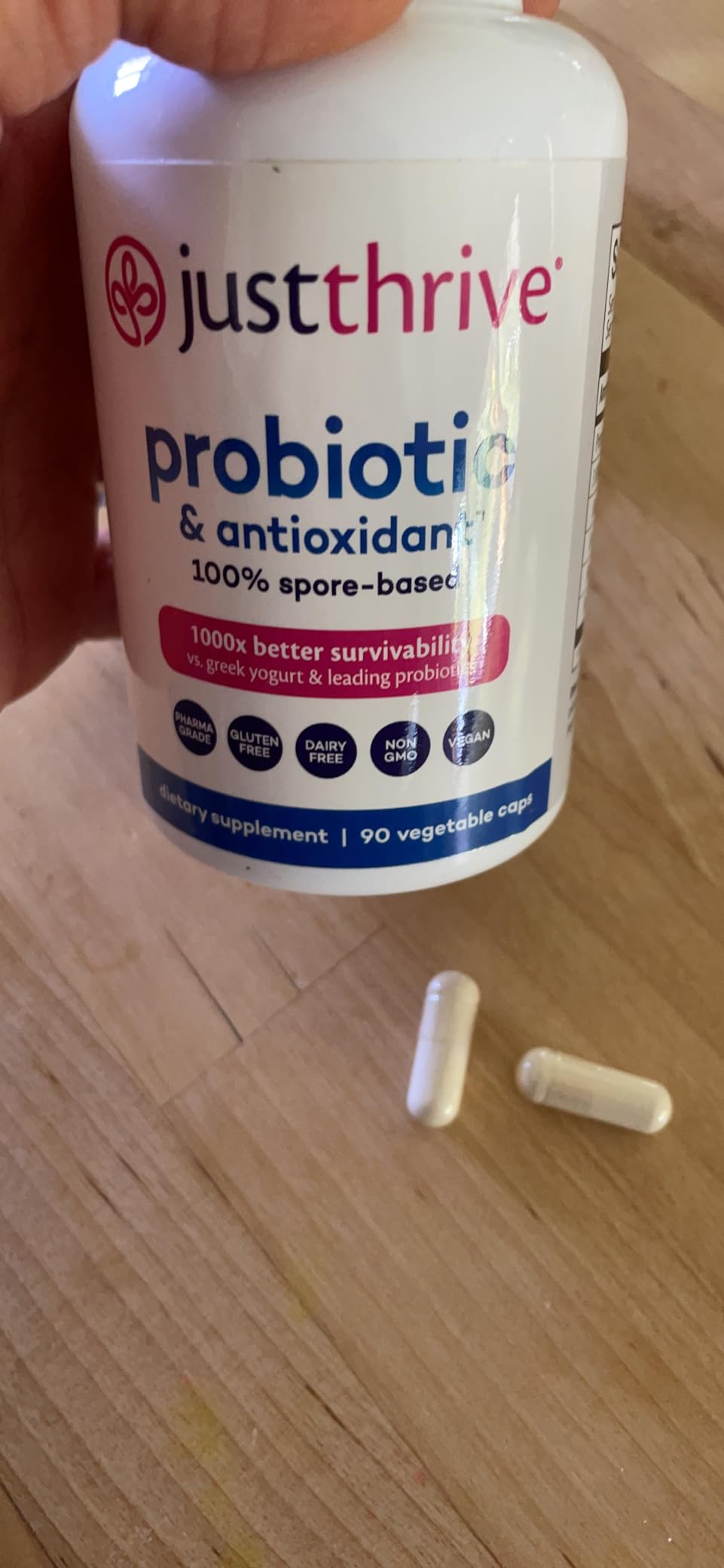 Just Thrive Probiotic & Antioxidant 100% Spore-Based Digestive Support, 90 capsules customer photo 2
