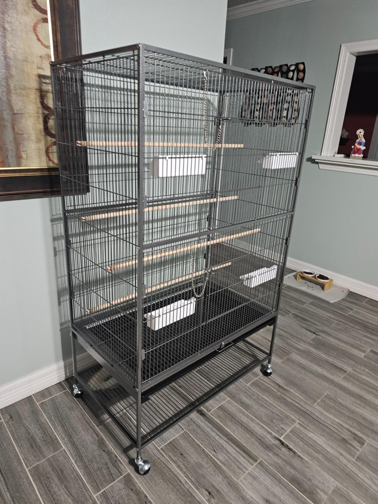 Topeakmart Wrought Iron Large Flight Parrot Bird Cage with Rolling Stand for Multiple Parakeets Conure Cockatiel Cage customer photo 2