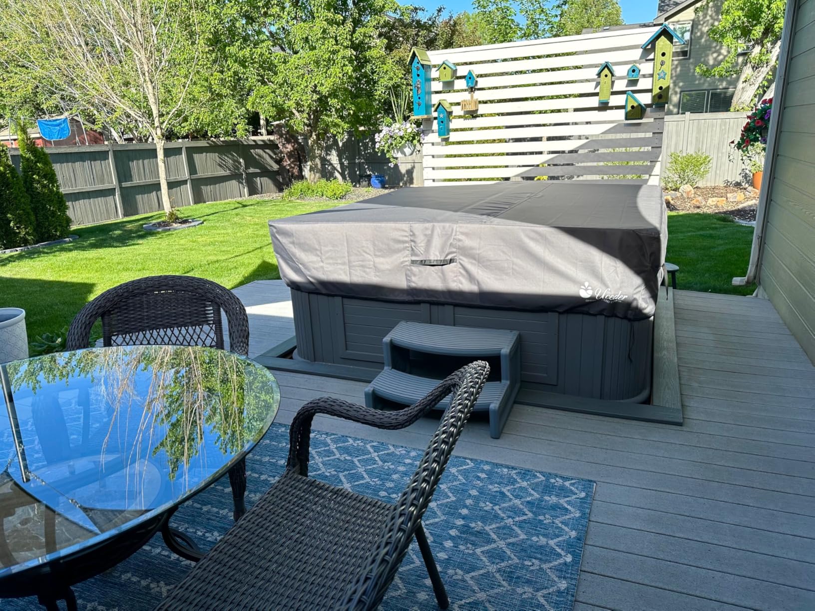 Waterproof Hot Tub Cover Outdoor Spa Cover (91''x 91''x20) | 600D Heavy Duty Polyester Hot Tub Cover Protector (Brown) customer photo 1