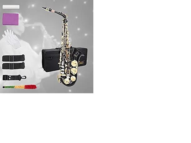 Glarry Student Alto Eb E-flat SAX Saxophone Gold Lacquer SAX Beginners Kit with Case, Reeds, Mouth Piece, Soft Cleaning Cloth and Rod, Gloves (Black) customer photo 2