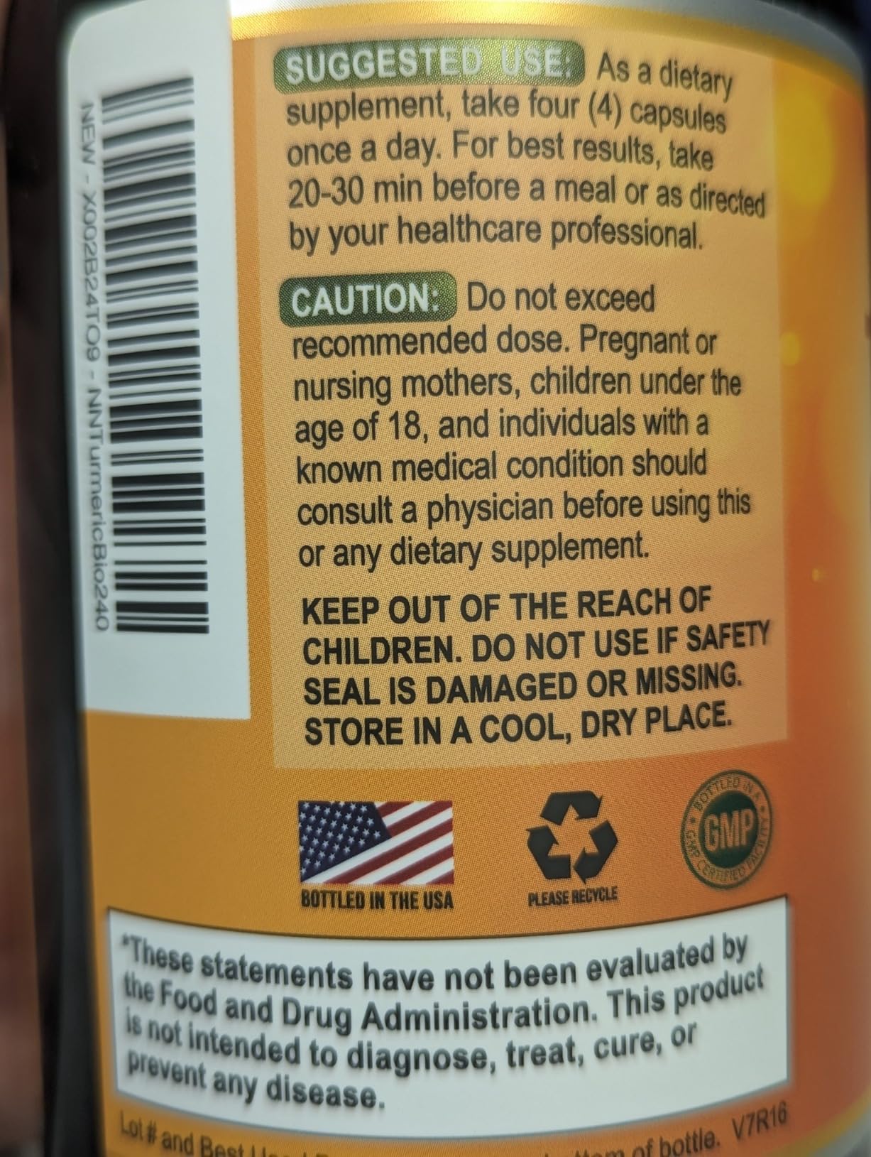 Turmeric Curcumin Supplement - 2400mg Organic Turmeric Per Serving - 95% Curcuminoids & BioPerine Black Pepper Extract for Best Absorption - Natural Vegan Joint Support, Bottled in USA - 240 Capsules customer photo 1