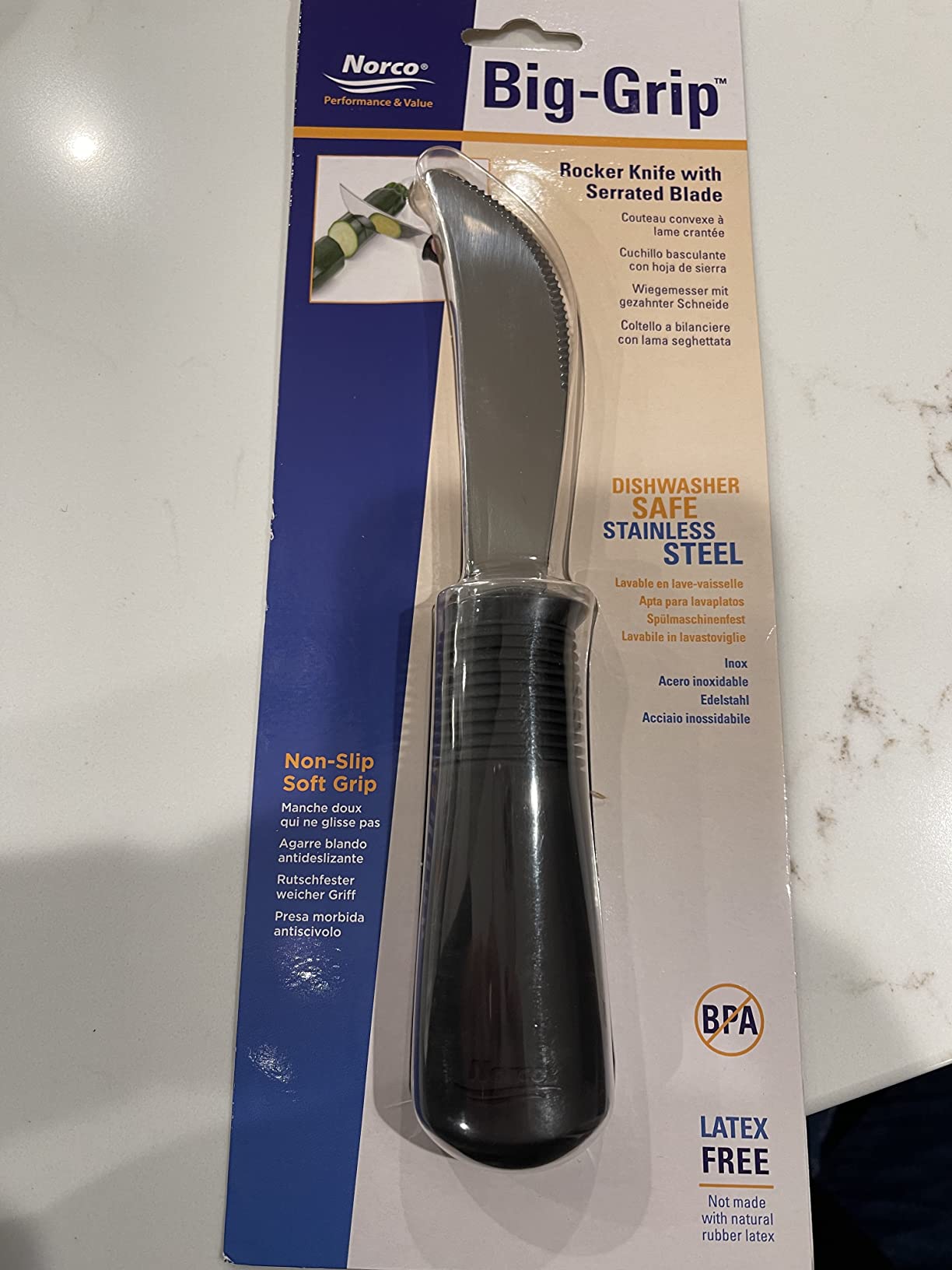 Norco Big-Grips Serrated Rocker Knife Adaptive Eating Utensil, Non-Weighted. Built Up, Non-Slip Handle. Sharp Stainless Blade. For Weak Hands, Arthritis, Stroke, Parkinson's, disabilities, the Elderly. customer photo 1
