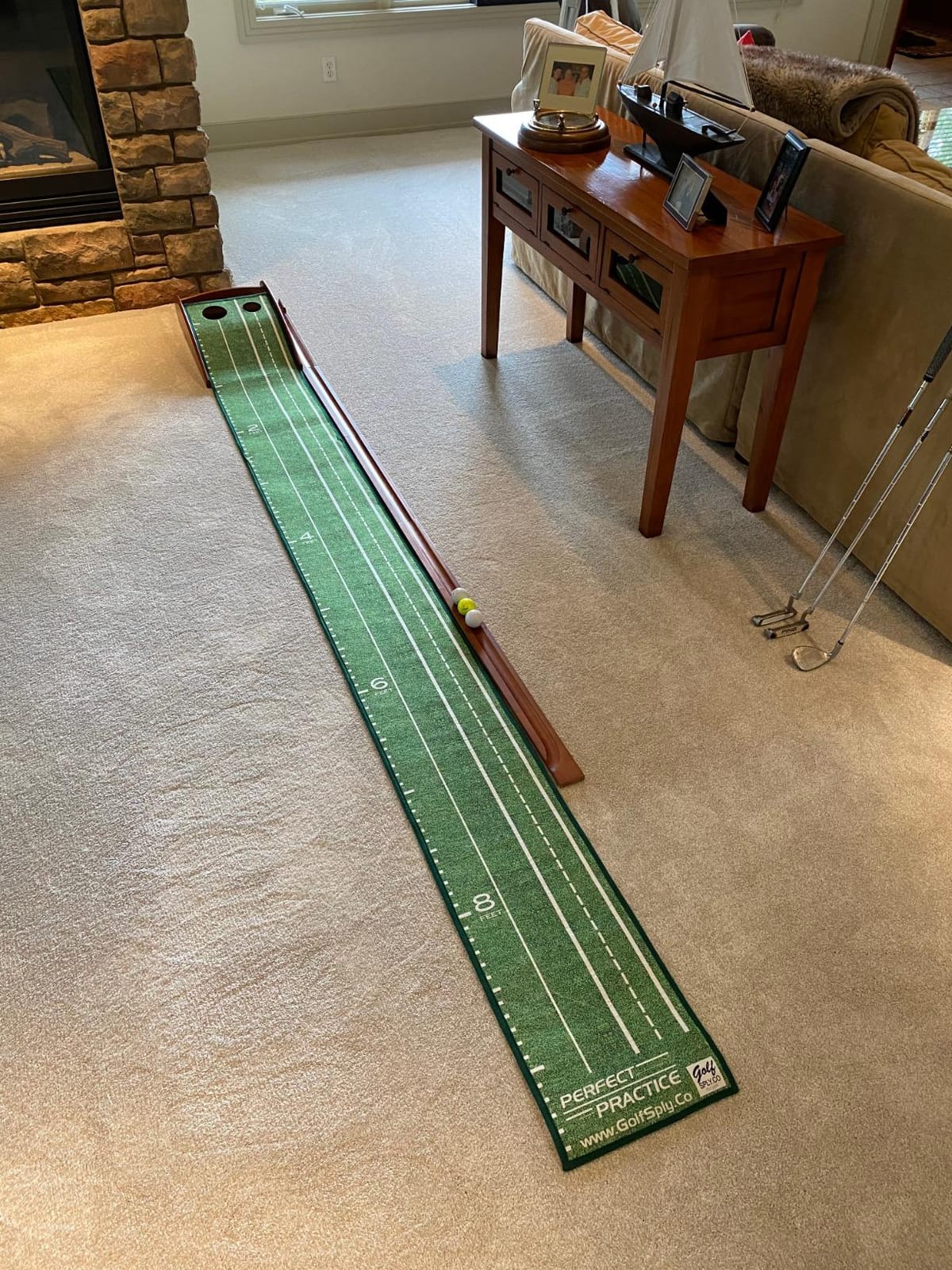 Perfect Practice Putting Mat & Golf Chipping Net - Indoor Golf Training Aid | Indoor putting green and chip shot practice, crystal velvet turf, alignment guides for home and outdoor, golf gifts for men customer photo 1