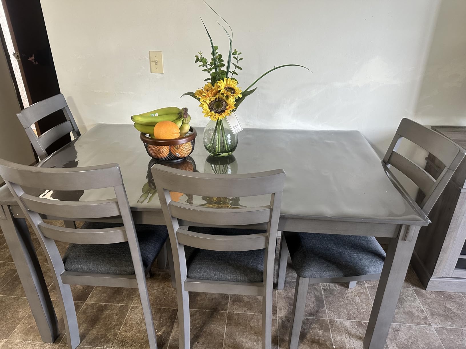 Signature Design by Ashley 6-Piece Dining Table Set with Bench, Gray, Plush Polyester Seats, Space-saving Tuck-Under Bench, Bridson Series customer photo 1