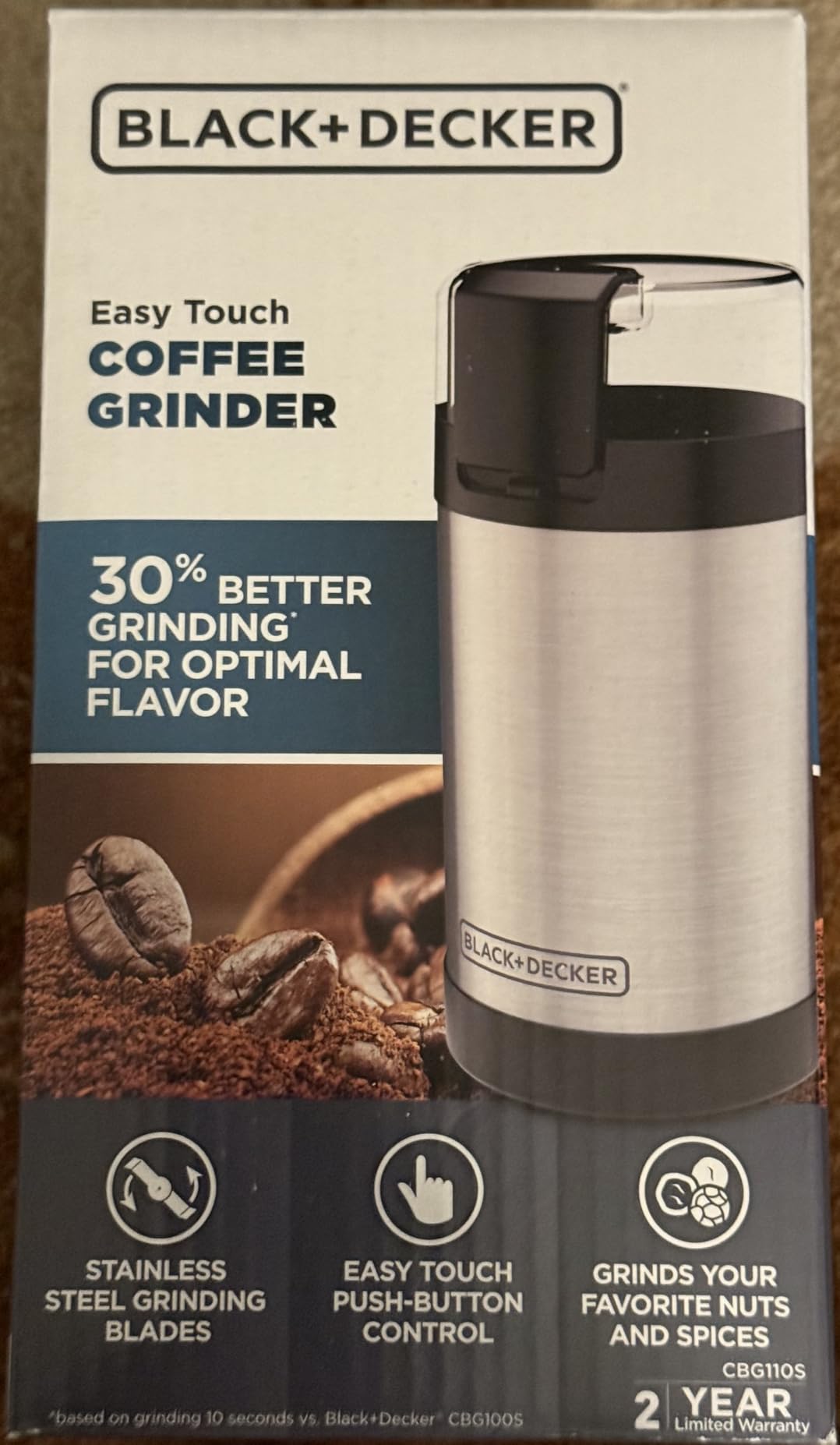 BLACK+DECKER One-Touch Coffee & Spice Grinder with Stainless Steel Blades | Stainless steel grinder with one-touch control, safety lock and capacity for up to 12 cups of coffee customer photo 1