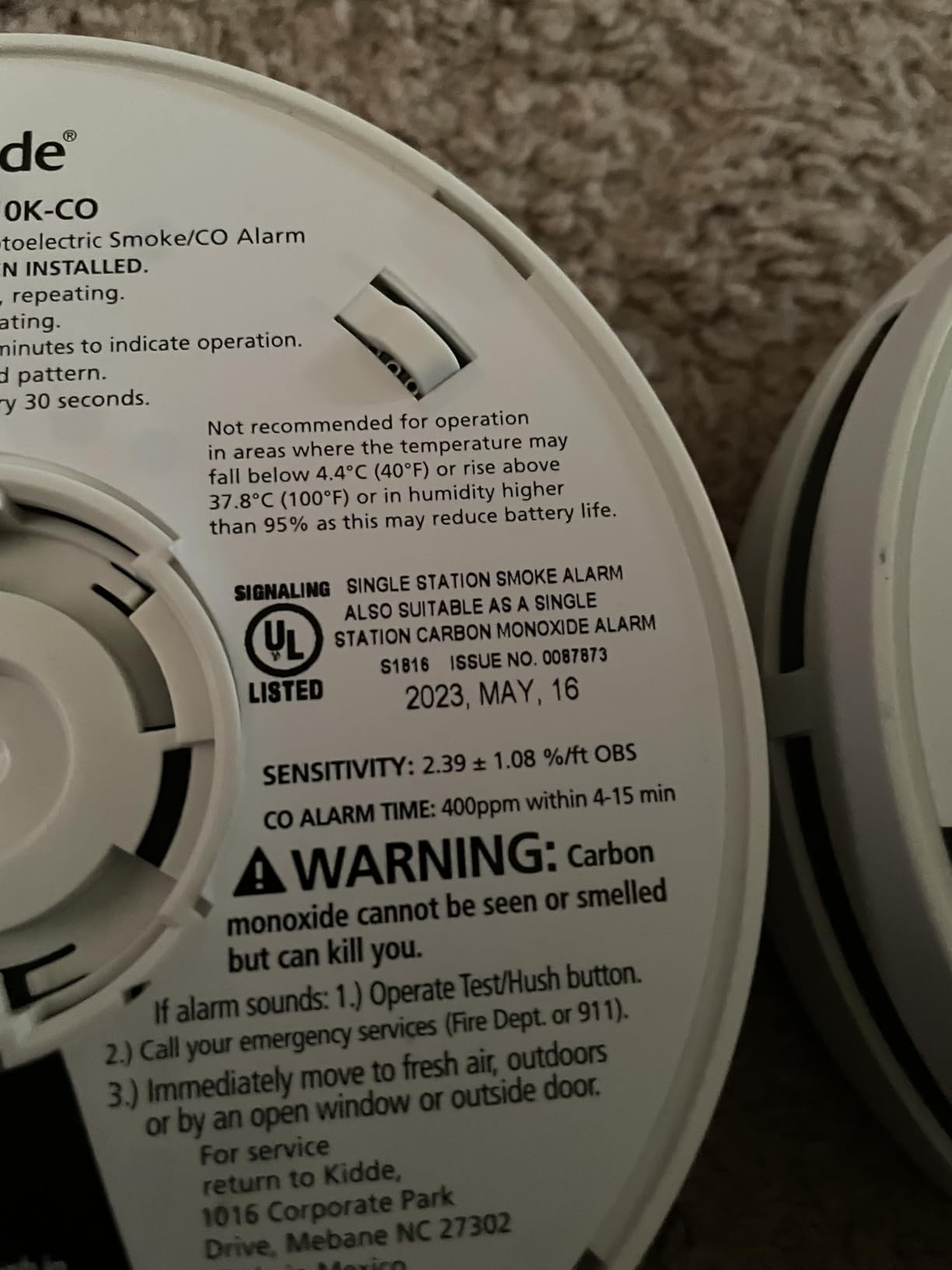 Kidde Smoke Detector & Carbon Monoxide Detector Combo with 10-Year Battery, White customer photo 2
