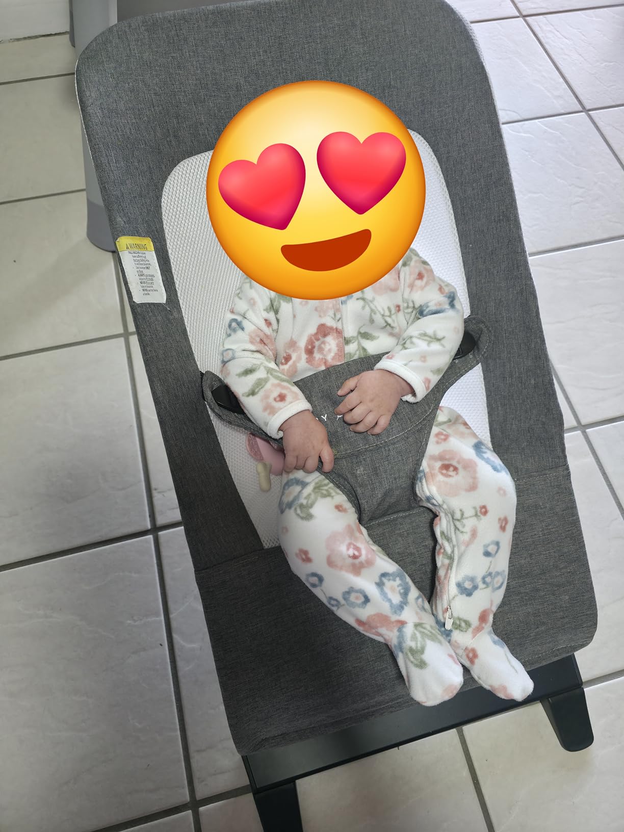 Baby Delight Alpine Deluxe Portable Bouncer | Infant | 0-6 months | Charcoal Tweed | 3-Position Recline, 3-Point Safety Harness, Removable & Washable Cover, Detachable Toy Bar customer photo 2