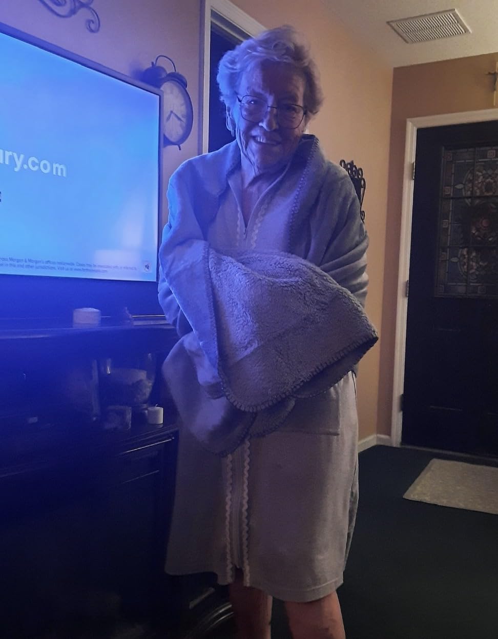 Original Premium Double Layer Poncho Blanket, No Sleeves, Sherpa (Grey) | Easy On-Easy Off comfort with arm freedom and double-layer warmth. Perfect gifts for moms, grandmas, and elderly women customer photo 1