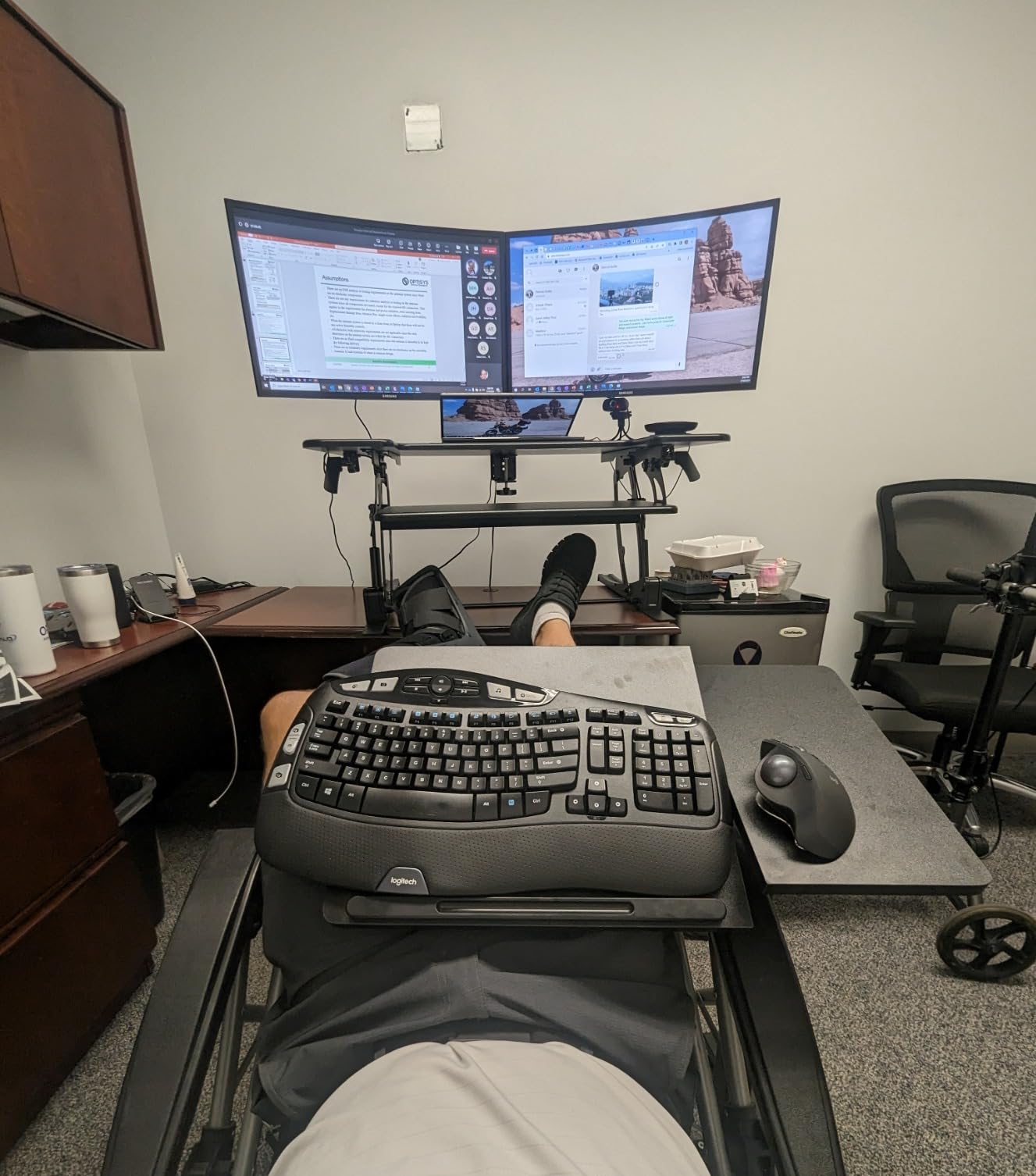 TigerDad Overbed Bedside Desk Mobile Rolling Laptop Stand Tilting Overbed Table with Wheels Height Adjustable Tray Table for Laptop Bed Sofa Side Table, Home & Hospital Use (Black) customer photo 1