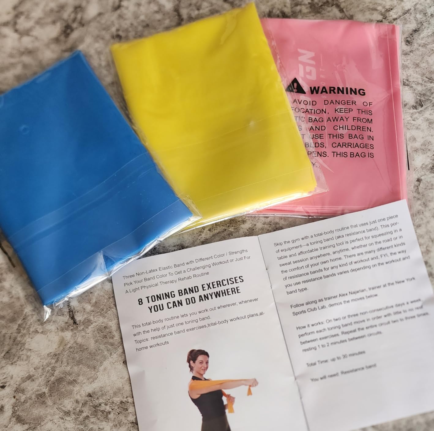 HPYGN 3 Levels Non-Latex Exercise Bands for Physical Therapy & Yoga, Professional Resistance Bands Set for Working Out, Strength Training, Pilates & Rehab, TPE Elastic Stretch Bands for Seniors, Women customer photo 1