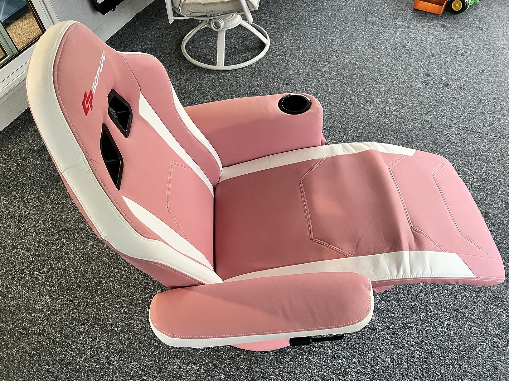Goplus Massage Gaming Chair, Racing Style Gaming Recliner w/Adjustable Backrest and Footrest, Ergonomic High Back PU Leather Computer Office Chair Swivel Game Chair w/Cup Holder and Side Pouch customer photo 1