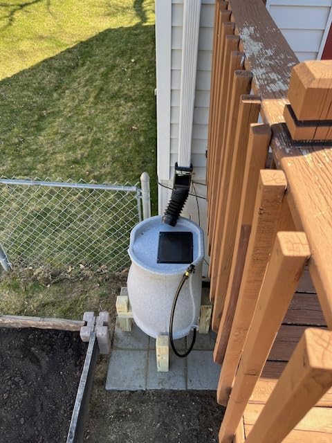 FCMP Outdoor Catalina 45 Gallon Rain Barrel, Light Granite, BPA-Free Flat-Back Design with Garden Hose and Shut-Off Thumb Valve customer photo 2