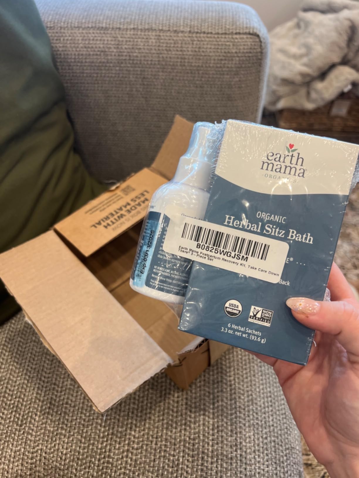 Earth Mama - Postpartum Recovery Kit - 3-Piece | Take Care Down There Trifecta with Organic Perineal Balm, Sitz Bath & Herbal Peri Spray, Set customer photo 2