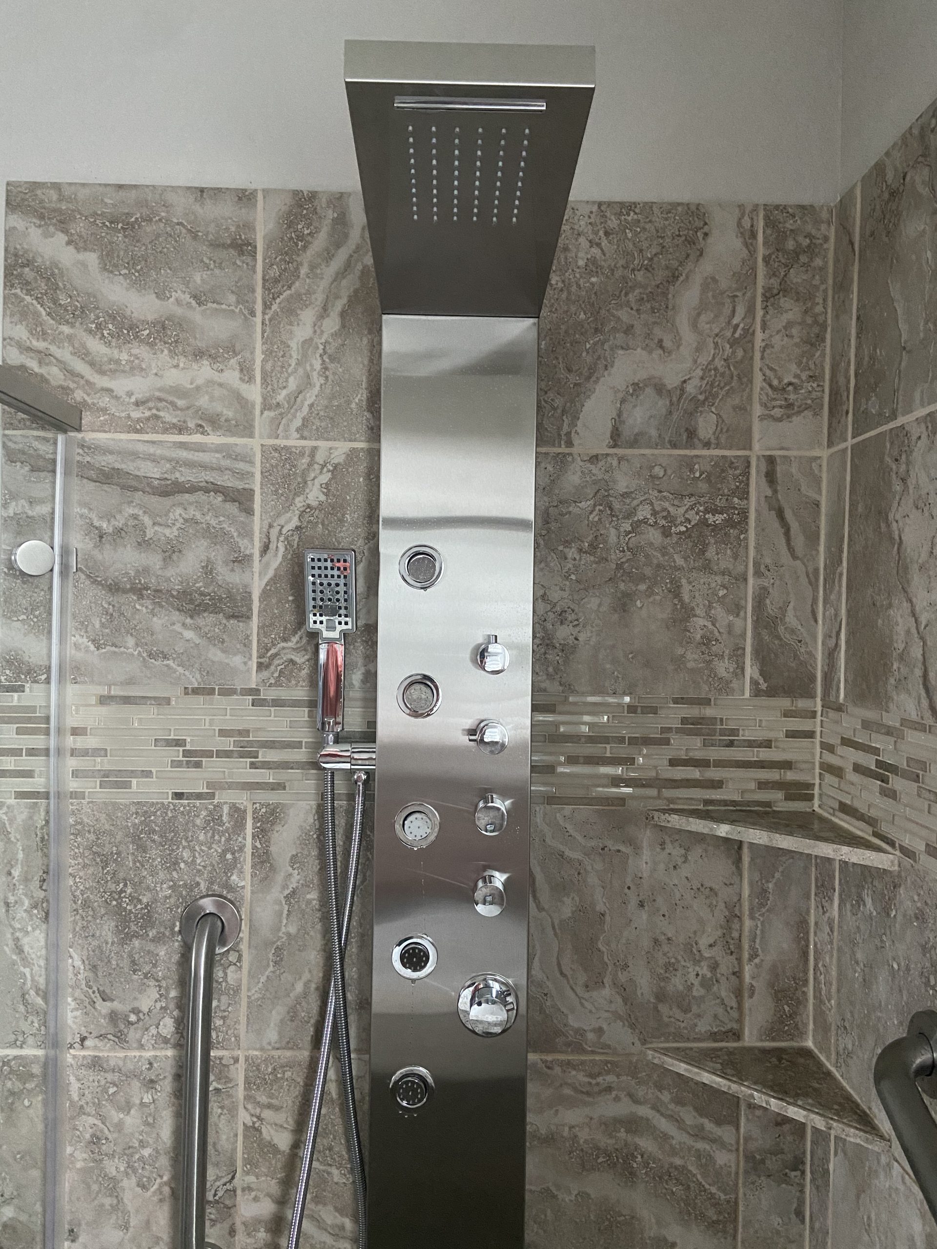 ROVATE 4-in-1 Rainfall Waterfall Shower Panel Tower System, Black | Shower Column with Body Massage Jets and Handheld, Stainless Steel High Pressure, Use Multiple Functions Simultaneously customer photo 2