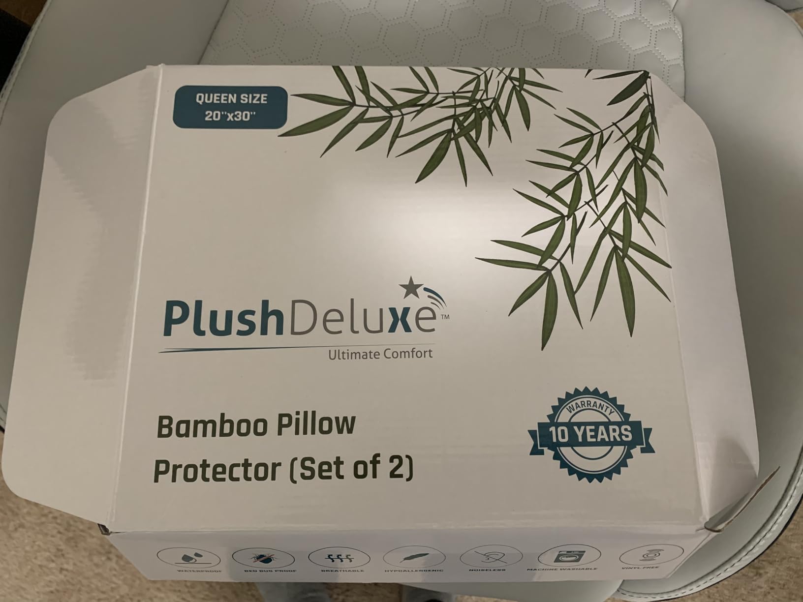 Premium Waterproof Pillow Protector Covers - Viscose Made from Bamboo - Allergy, Dust, and Mite Proof Zippered Pillowcase, Set of 2 Queen Size customer photo 1