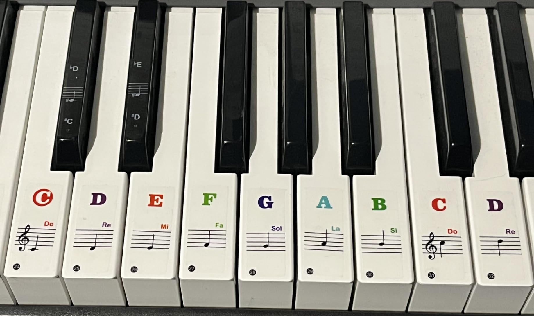 Piano Keyboard Stickers for 88/61/54/49/37 Key, Bold Large Letter Piano Stickers for Learning, Removable Piano Keyboard Letters, Notes Label for Beginners and Kids, Multicolor customer photo 2