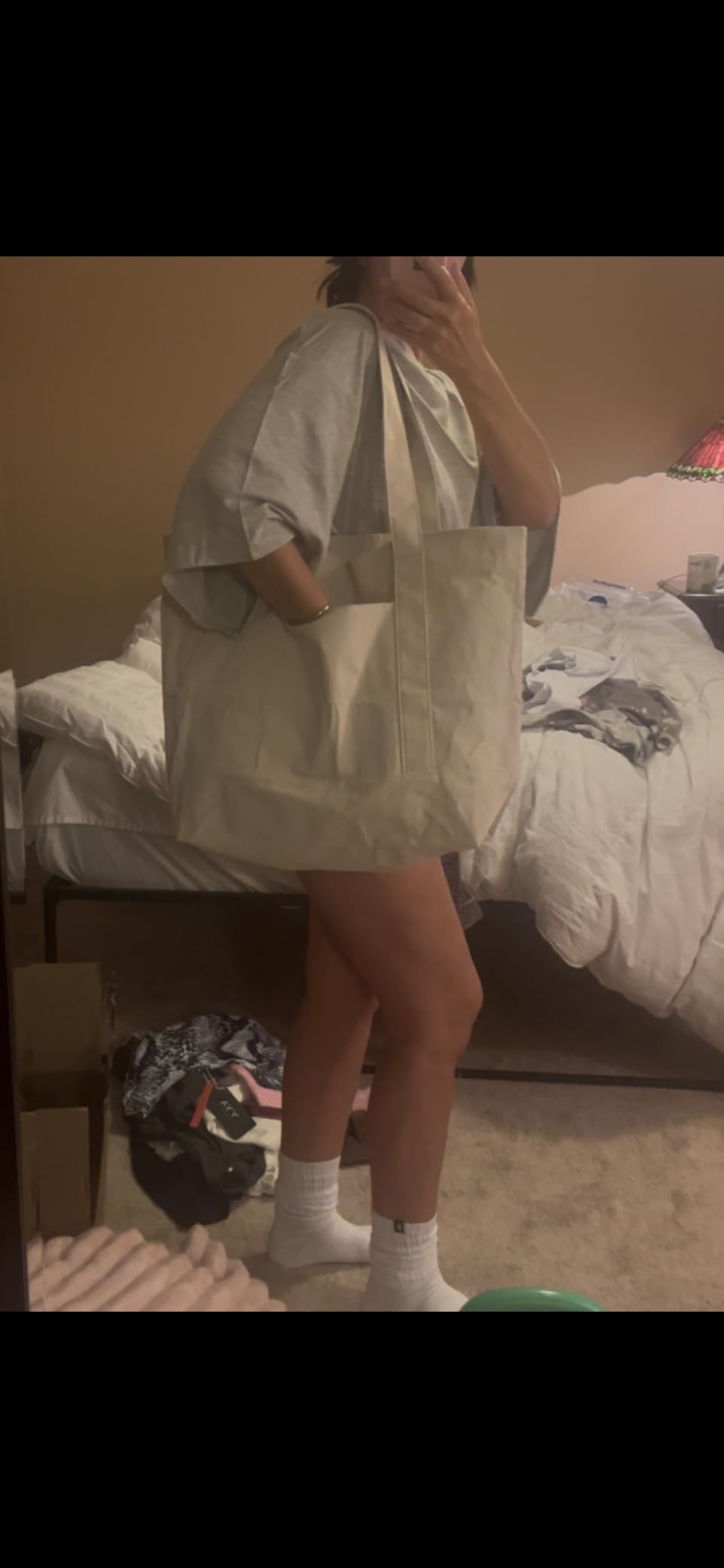 TOPDesign Canvas Tote Bag with an External Pocket, Reusable Grocery Shopping Bag, Top Zipper Closure, Daily Essentials customer photo 2
