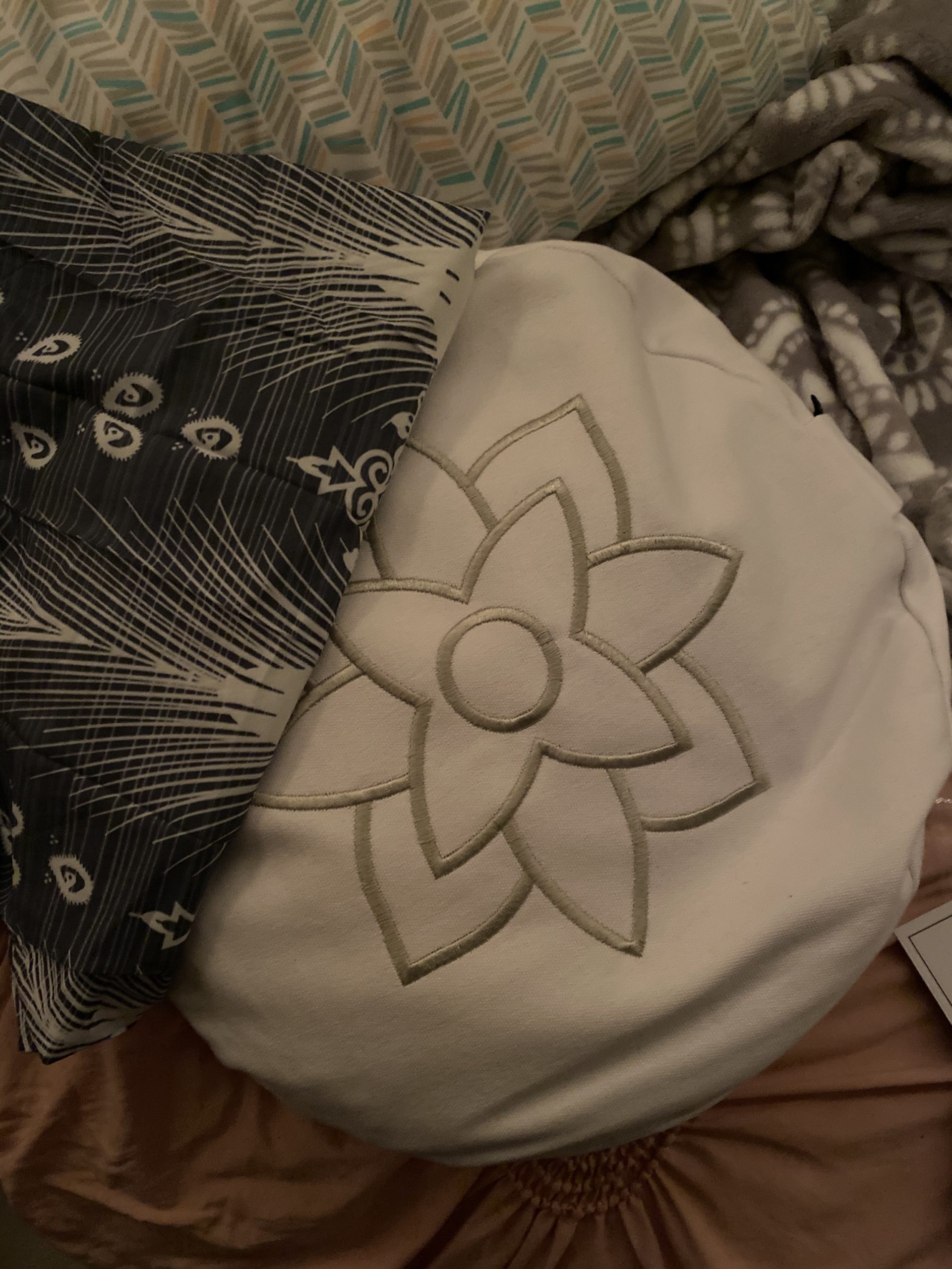 Mindful & Modern Large Meditation Cushion | Zafu Yoga Bolster Meditation Floor Pillow Seat | Buckwheat Hull Filled Crescent Shaped Cushion with Removable Washable Cover + Carry Handle customer photo 1