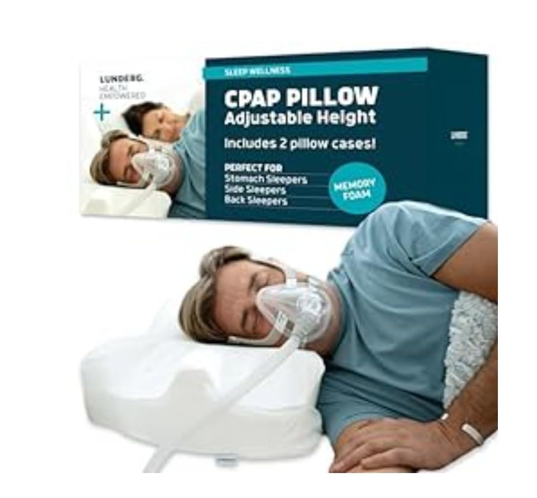 Lunderg CPAP Pillow for Side & Back Sleepers - Memory Foam | Adjustable Height - 2 Pillowcases Included - Reduce Air Leaks & Mask Pressure for Better Sleep - Works with ALL Masks customer photo 1