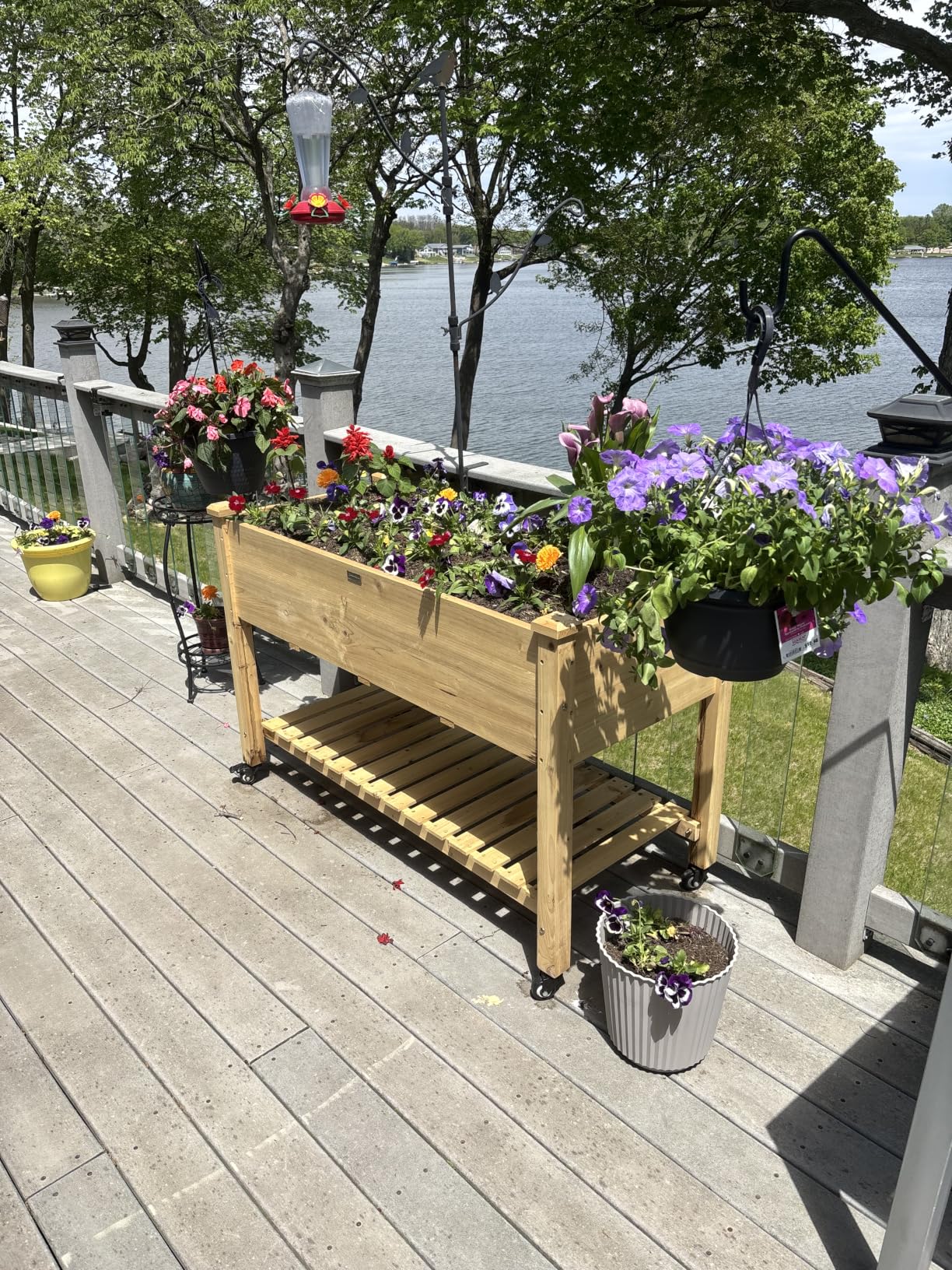 Best Choice Products Raised Garden Bed 48x24x32-inch Mobile Elevated Wood Planter w/Lockable Wheels, Storage Shelf, Protective Liner - Natural customer photo 1