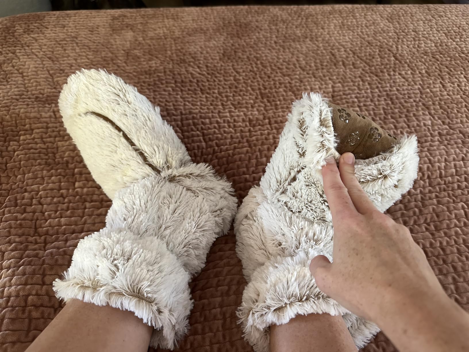 Warmies Microwavable Slipper Boots for Women, Foot Warmers, French Lavender | Microwave 90 Sec for Cold Feet, Scented with Calming French Lavender, Memory Foam Soles customer photo 1