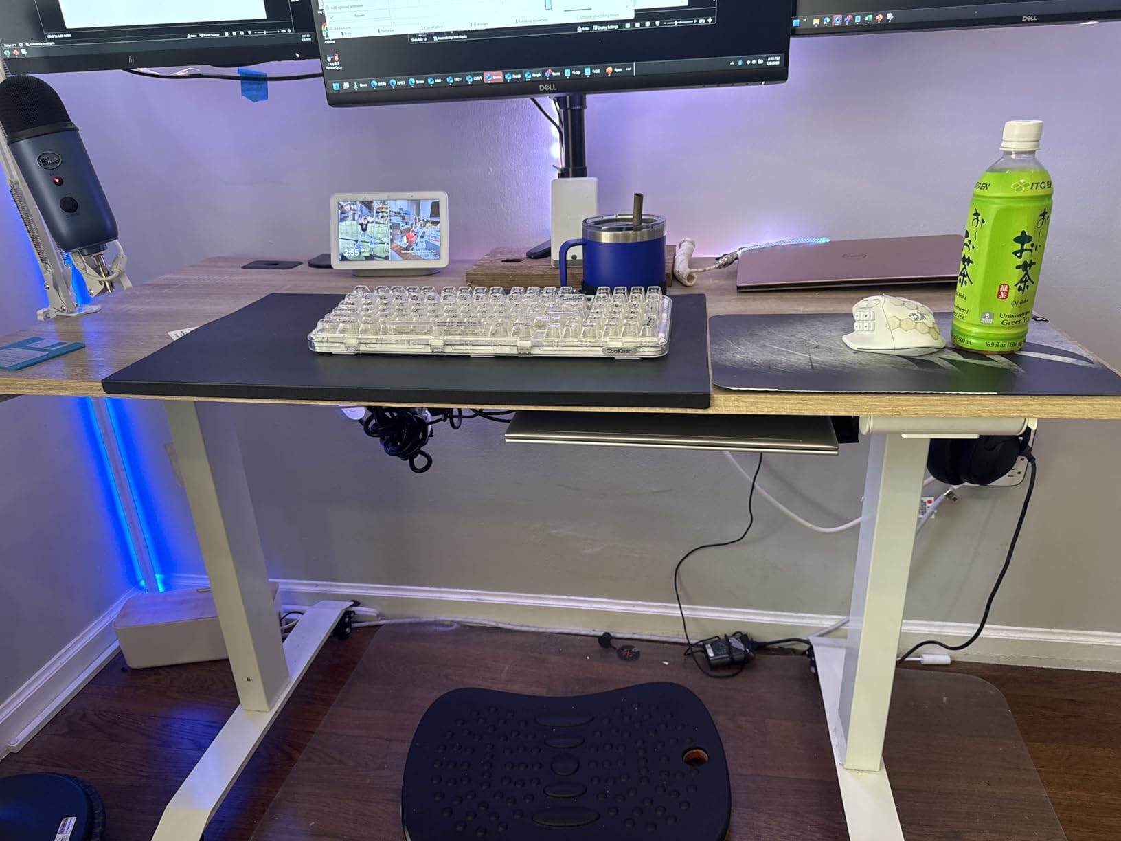 SHW 55 x 28 Electric Height Adjustable Standing Desk w/Drawer, Black | w/ Memory Presets and Cable Management | Drawer with adjustable compartments | Hanging Hooks customer photo 1