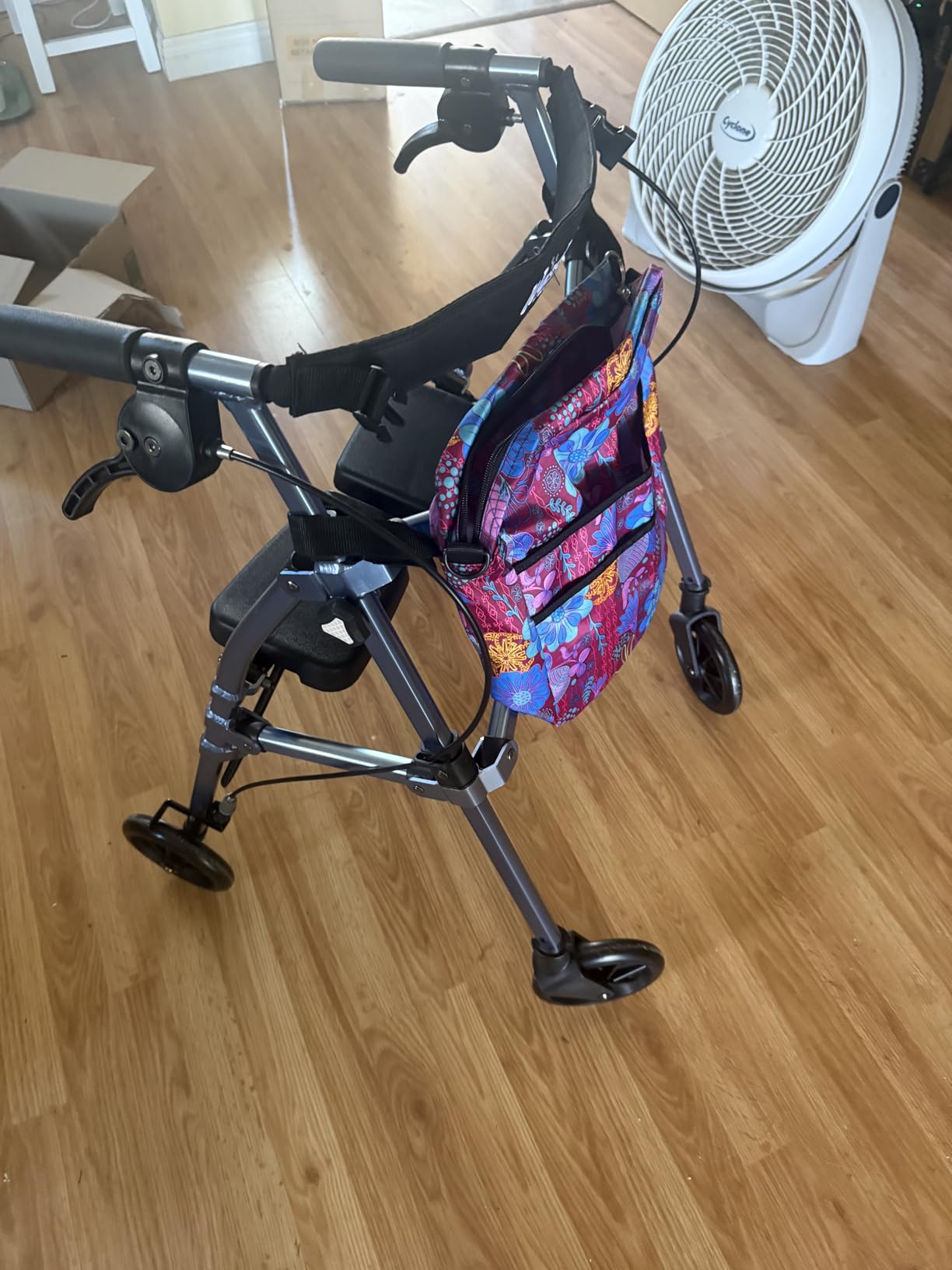 Stander Space Saver Rollator, Lightweight Folding Rolling Walker with Seat for Seniors & Adults, 4-Wheel Mobility Aid with 6-inch Wheels, Locking Brakes & Padded Seat with Backrest, Black Walnut customer photo 2