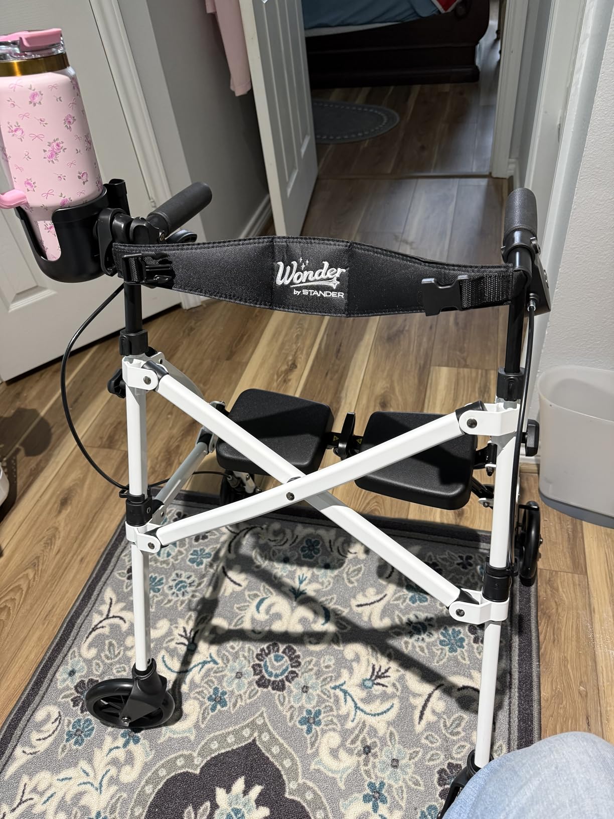 Stander Space Saver Rollator, Lightweight Folding Rolling Walker with Seat for Seniors & Adults, 4-Wheel Mobility Aid with 6-inch Wheels, Locking Brakes & Padded Seat with Backrest, Cobalt Blue customer photo 1