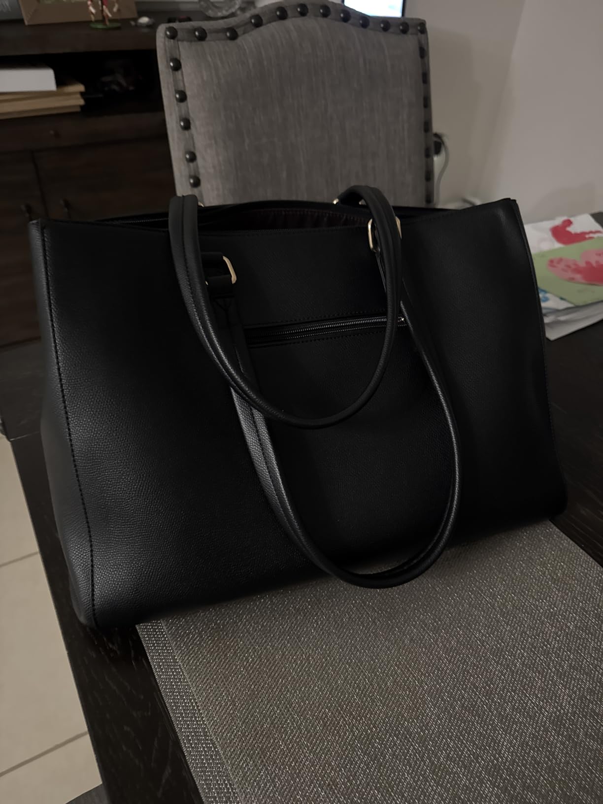 LOVEVOOK Laptop Tote Bag for Women 15.6 Inch Waterproof Leather Computer Bags Business Office Work Briefcase Black customer photo 1
