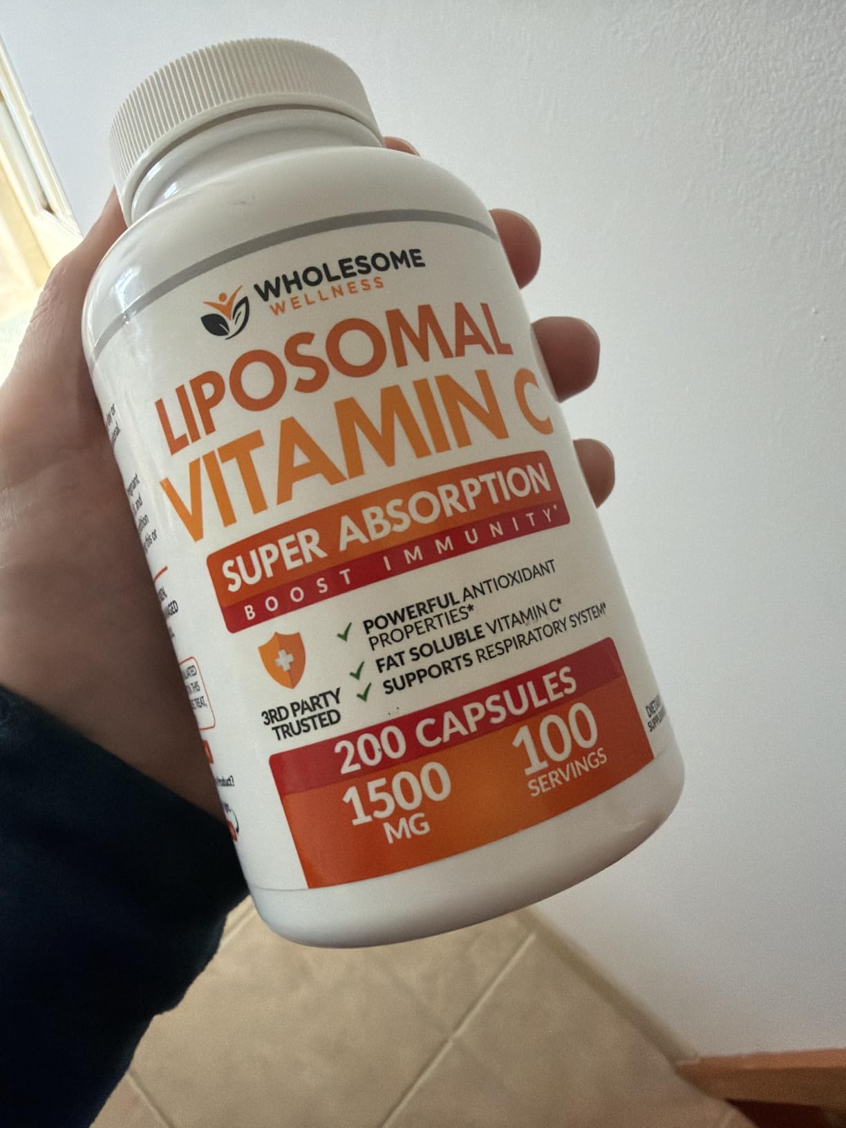 Wholesome Wellness Liposomal Vitamin C Capsules (200 Pills 1500mg Buffered) High Absorption, Immune System & Collagen Booster, High Dose Fat Soluble Immunity Support Ascorbic Acid, Natural Vegan customer photo 1
