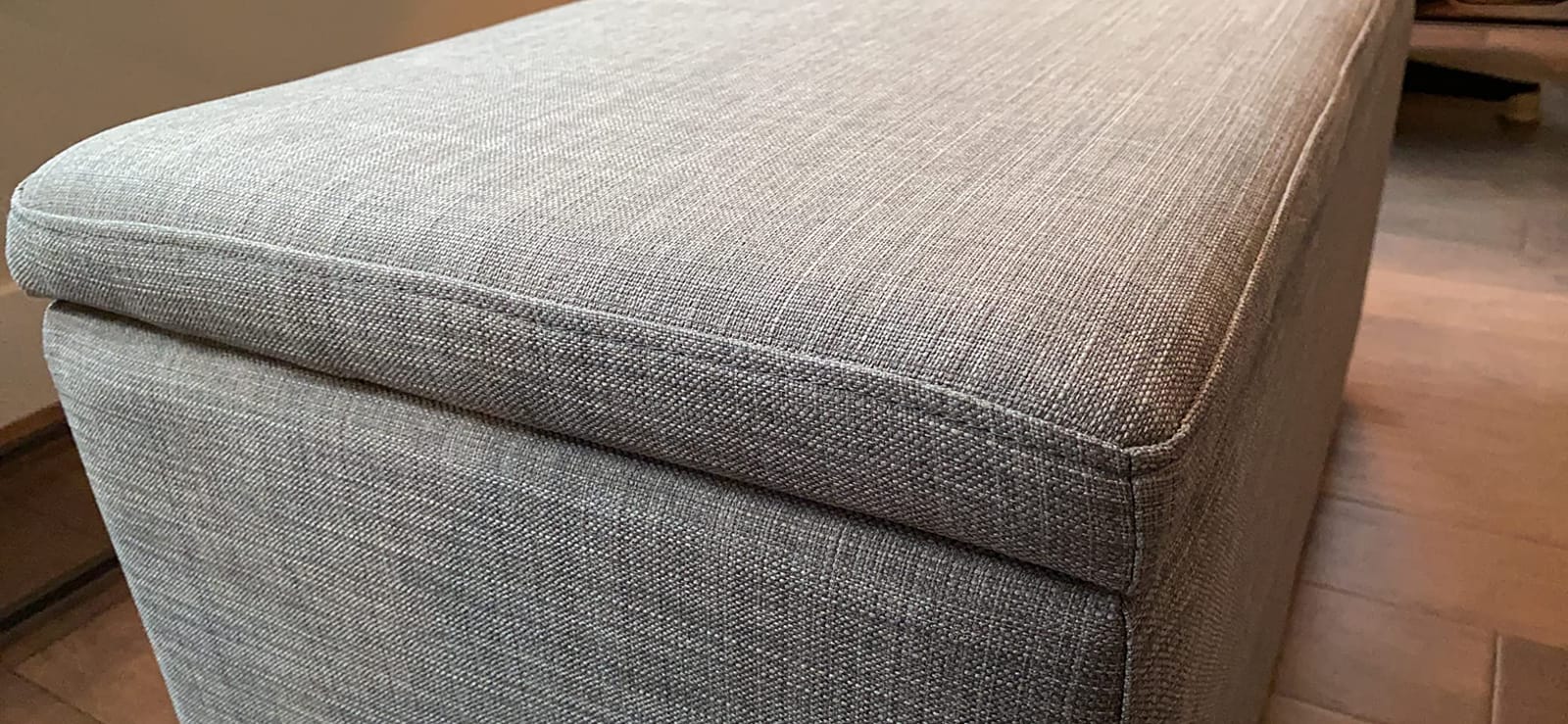 Amazon Basics Upholstered Storage Ottoman Bench with Soft Close Lid for Entryway, Living Room, Bedroom, Child-Safety Hinge, 35.5