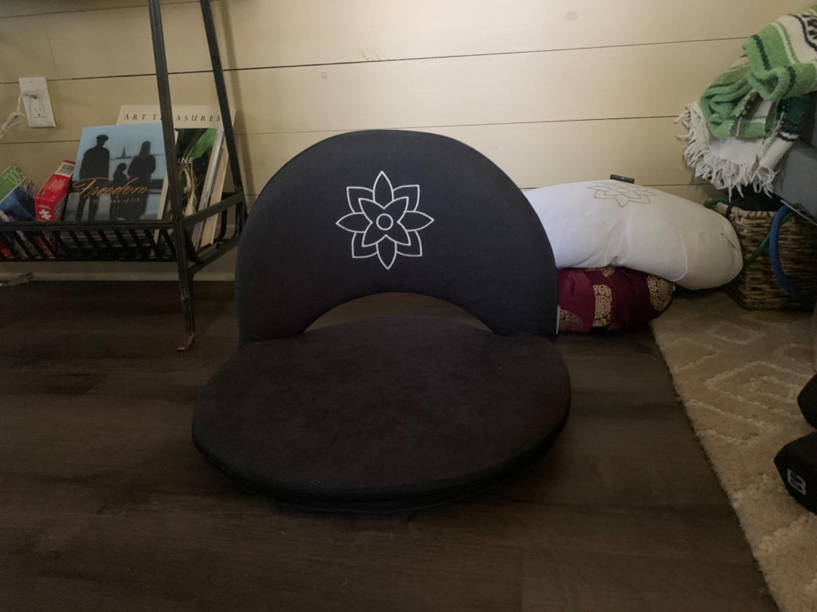 Meditation Chair | Adjustable Floor Chair with Back Support | Padded Floor Seat for Posture Support and Comfort | Portable Folds Flat for Storage | Indoor/Outdoor Use | Stone Black customer photo 1