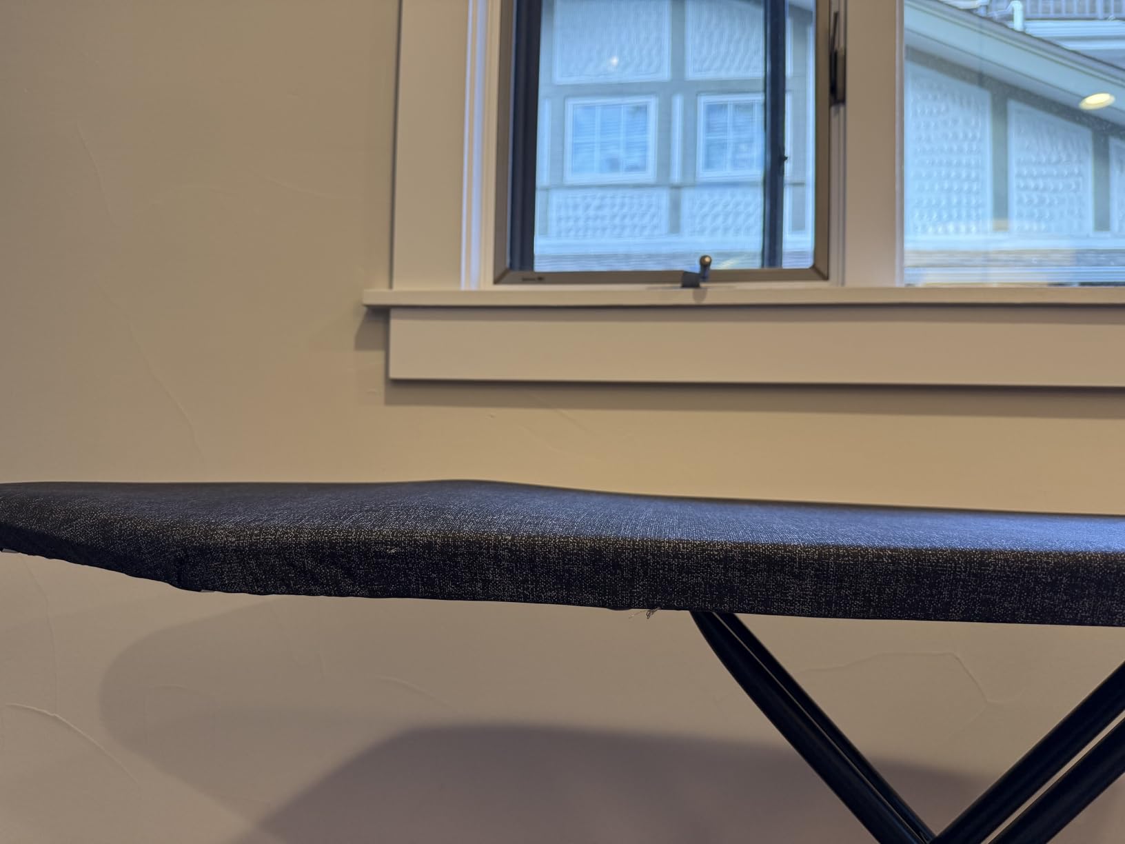 Brabantia XL Comfort Ironing Board with Solid Steam Iron Rest | Large (Size C) | Fairtrade Denim Black Cover | Adjustable Height (27-38