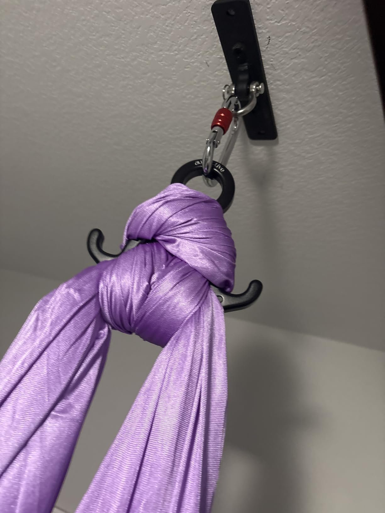 Aerial Silks Starter Kit, 9 Yards, Aerial Yoga Hammock, Hardware | Knitted fabric with pose guide, for aerial yoga, gymnastics, silk swing, stretching and home gym use, suitable for all levels customer photo 2