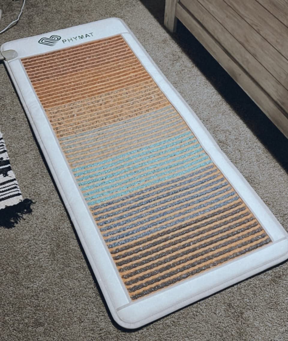 PHYMAT 7-Chakra Gemstone Far Infrared Crystal Heating Mat, 67x27in | Visible 7-Color Crystal Mat, Far Infrared Warmth, Chakra Stone Mat, Ideal for Meditation & Yoga, Adjustable Temp, Auto-Off customer photo 1