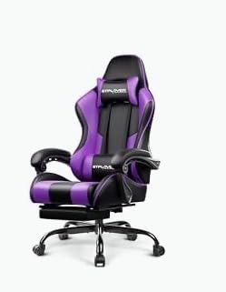 GTPLAYER Gaming Chair, Computer Chair with Footrest and Lumbar Support, Height Adjustable Game Chair with 360°-Swivel Seat and Headrest and for Office or Gaming (Faux Leather, Black) customer photo 1
