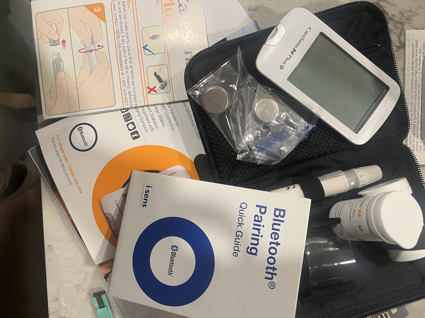 CareSens N Plus Bluetooth Blood Glucose Monitor Kit with 100 Blood Sugar Test Strips, 100 Lancets, 1 Blood Glucose Meter, 1 Lancing Device, Travel Case for Diabetes Testing Kit (Auto-Coding Glucometer kit with 1 Control Solution) for Personal Use customer photo 1
