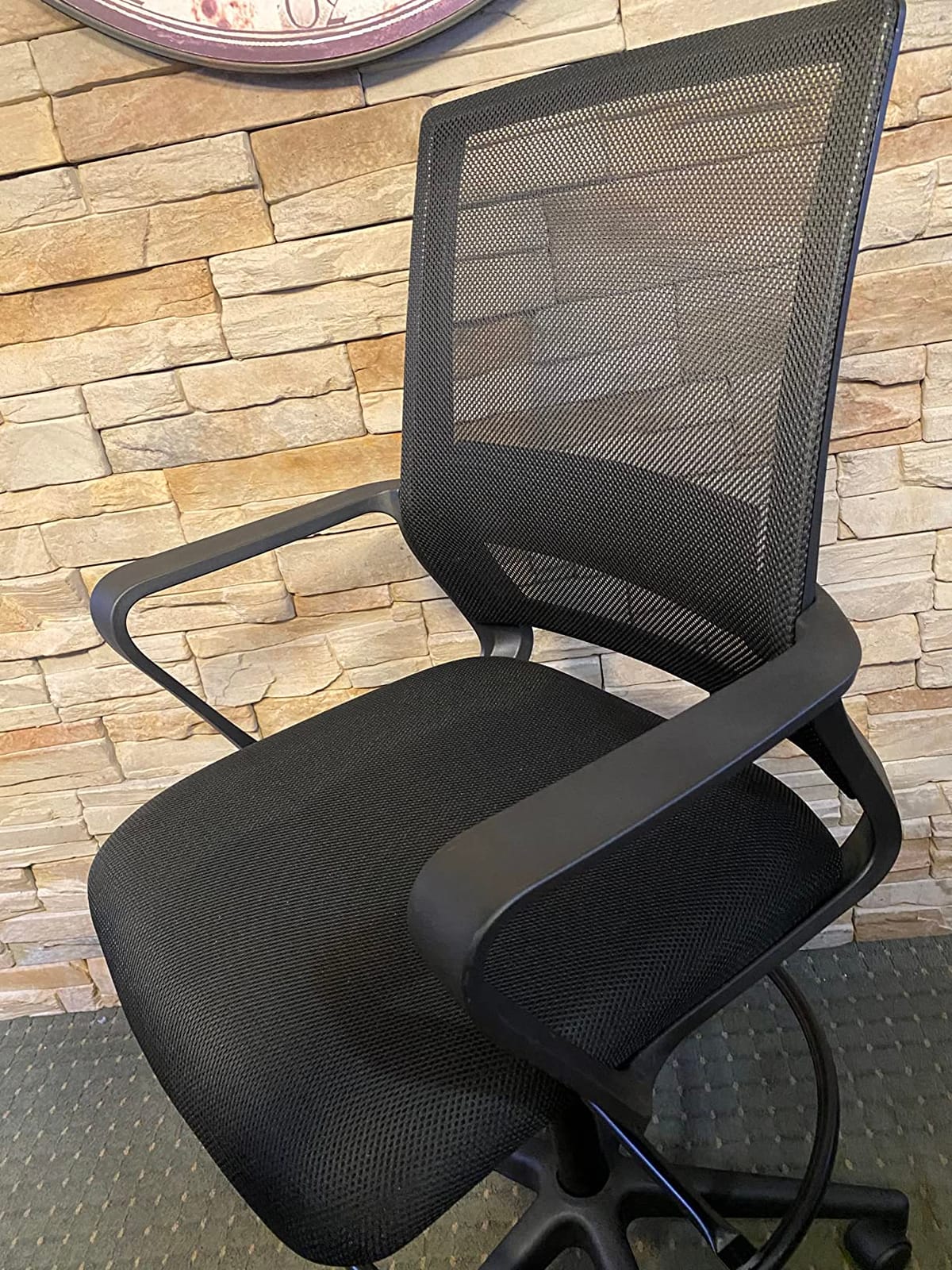 BestOffice | Tall Drafting Chair | Black | with Lumbar Support | Adjustable Seat Height & Footrest | Ergonomic Mesh Back, 360 Swivel & Rolling Wheels | For Home, Office, Workspaces customer photo 1