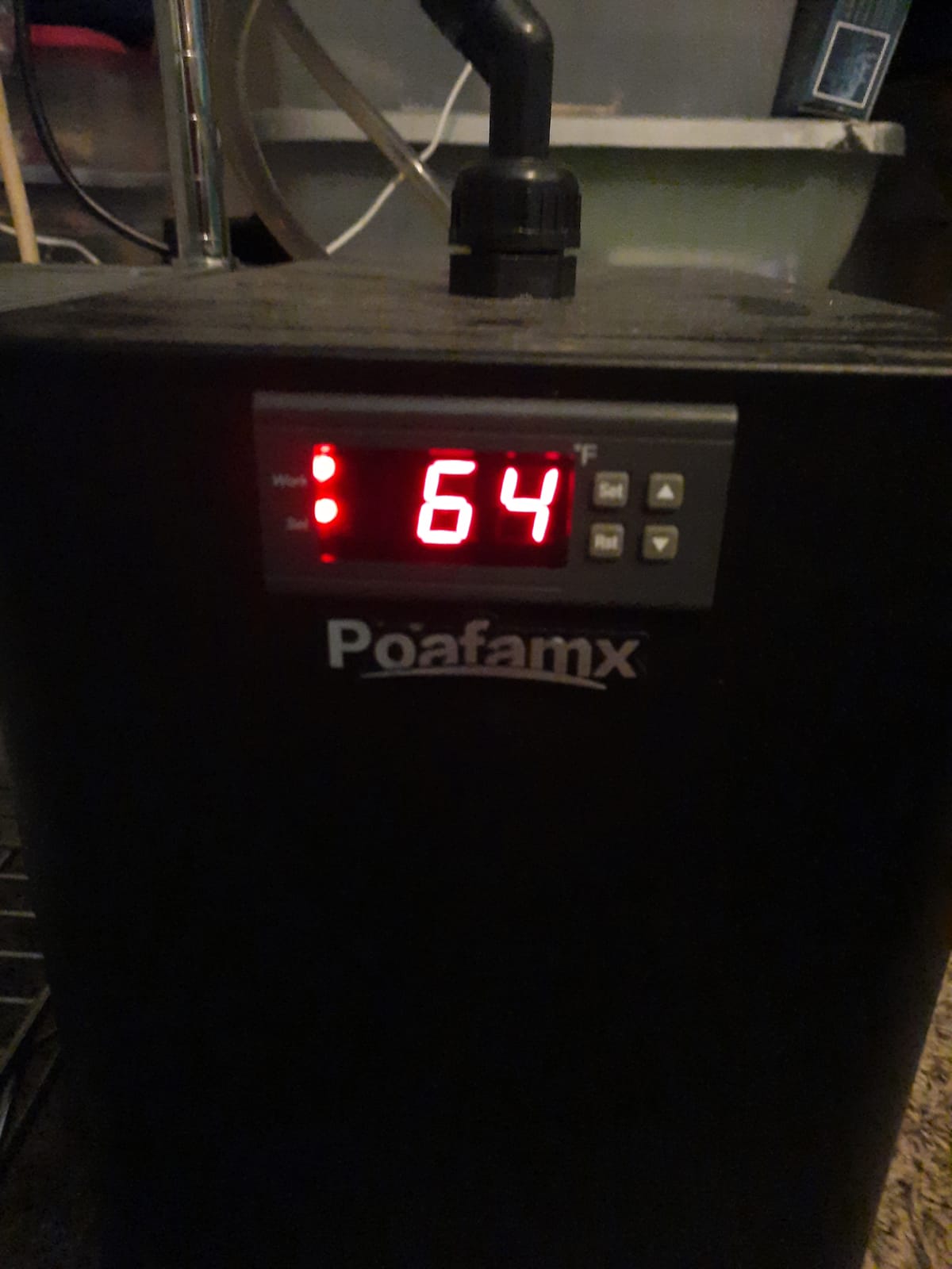 Poafamx 42gal Aquarium Chiller 1/10 HP Ultra Quiet Compressor Water Chiller, with Pump & Tubing, for Axolotl Jellyfish Hydroponics System Coral Reef Tank, 160L Freshwater Saltwater Cooling System 110V customer photo 2