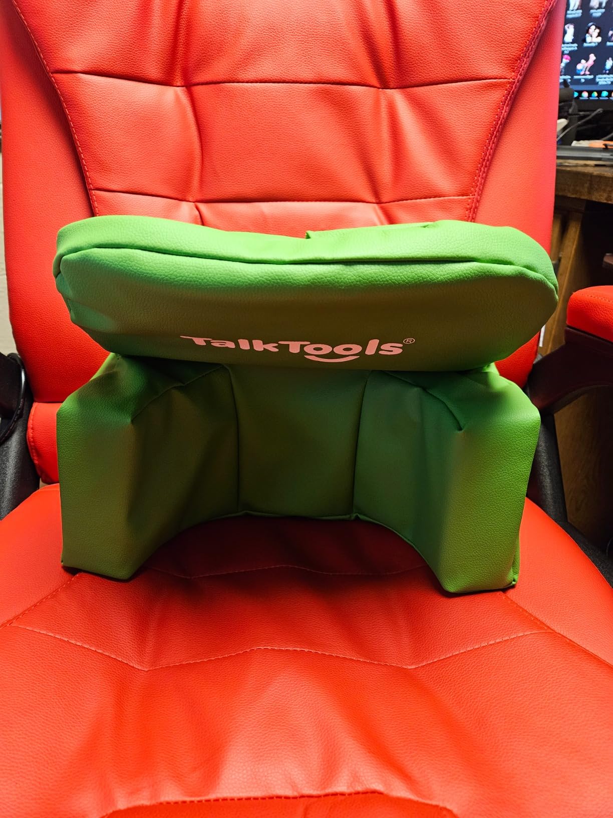 TalkTools Baby High Chair Helper | Polyfoam with Vinyl | Toddler Therapeutic Cushion Insert | Ideal for Children with Special Needs | Promotes Upright Sitting, Stability, and Comfort for Kids - Blue customer photo 1